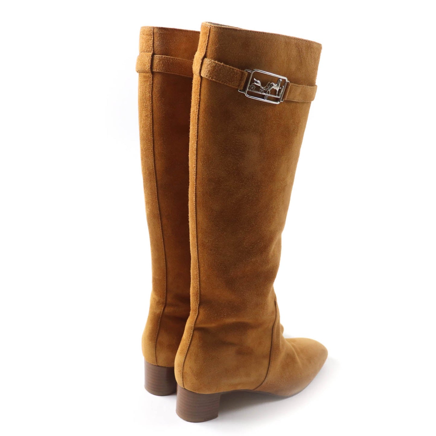 HERMES Knee-high boots Main: Suede leather light brown Versailles Women 36