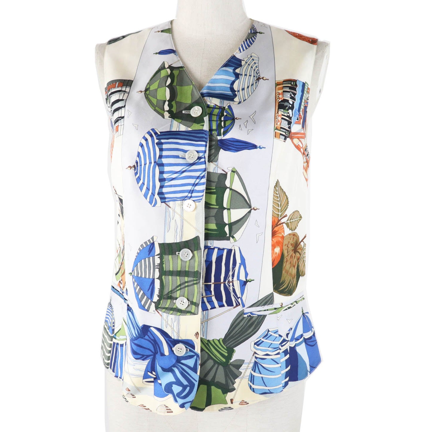 HERMES Vest Outer: 100% silk, Outer: 100% acetate, Lining: 100% acetate Multi Margiela period Women 40