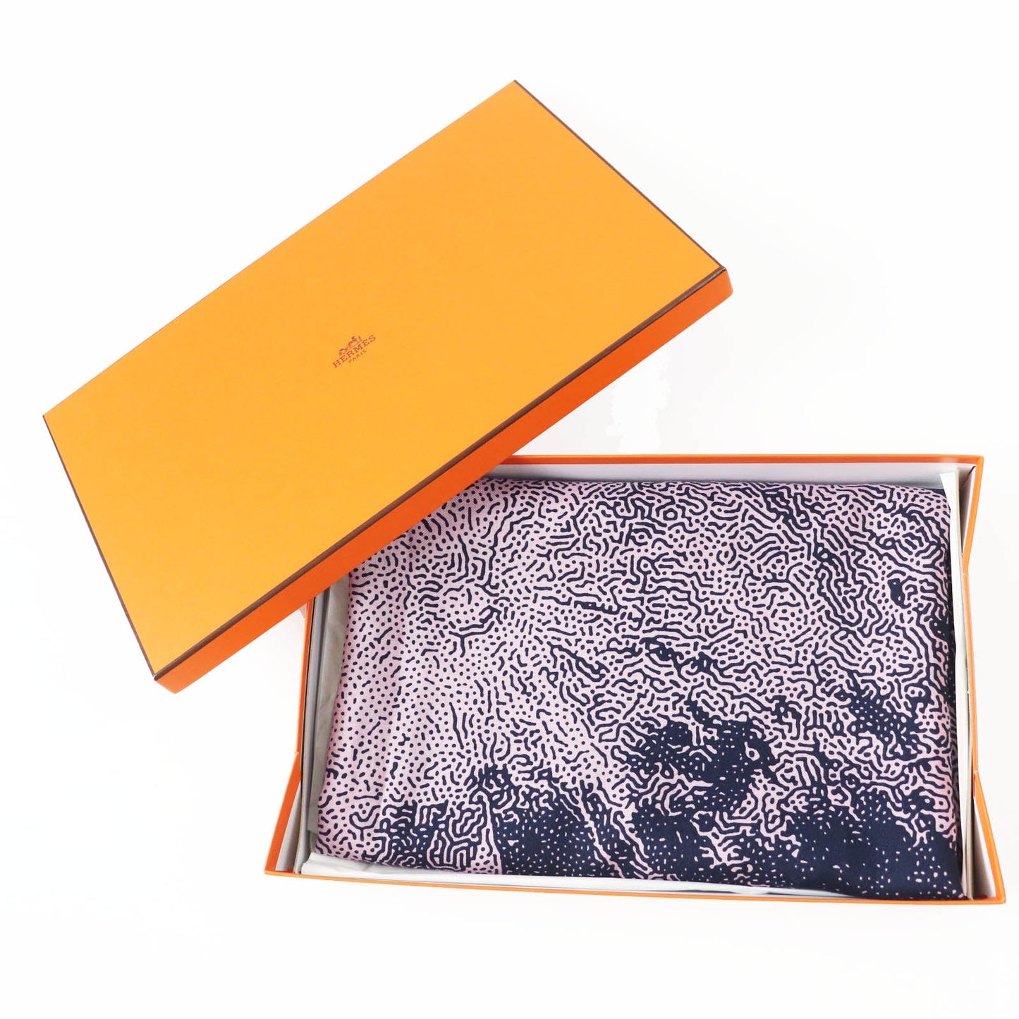 HERMES scarf Main: 70% cashmere, Main: 30% silk Navy pink Caregean CLAIR DE LUNE Women