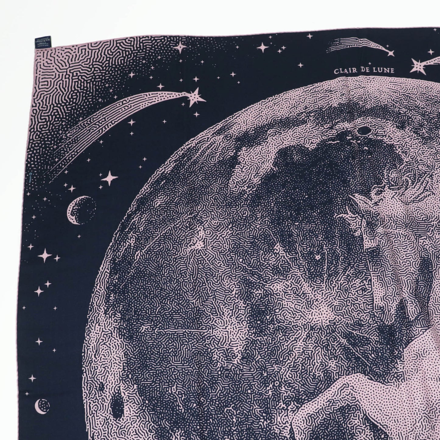 HERMES scarf Main: 70% cashmere, Main: 30% silk Navy pink Caregean CLAIR DE LUNE Women