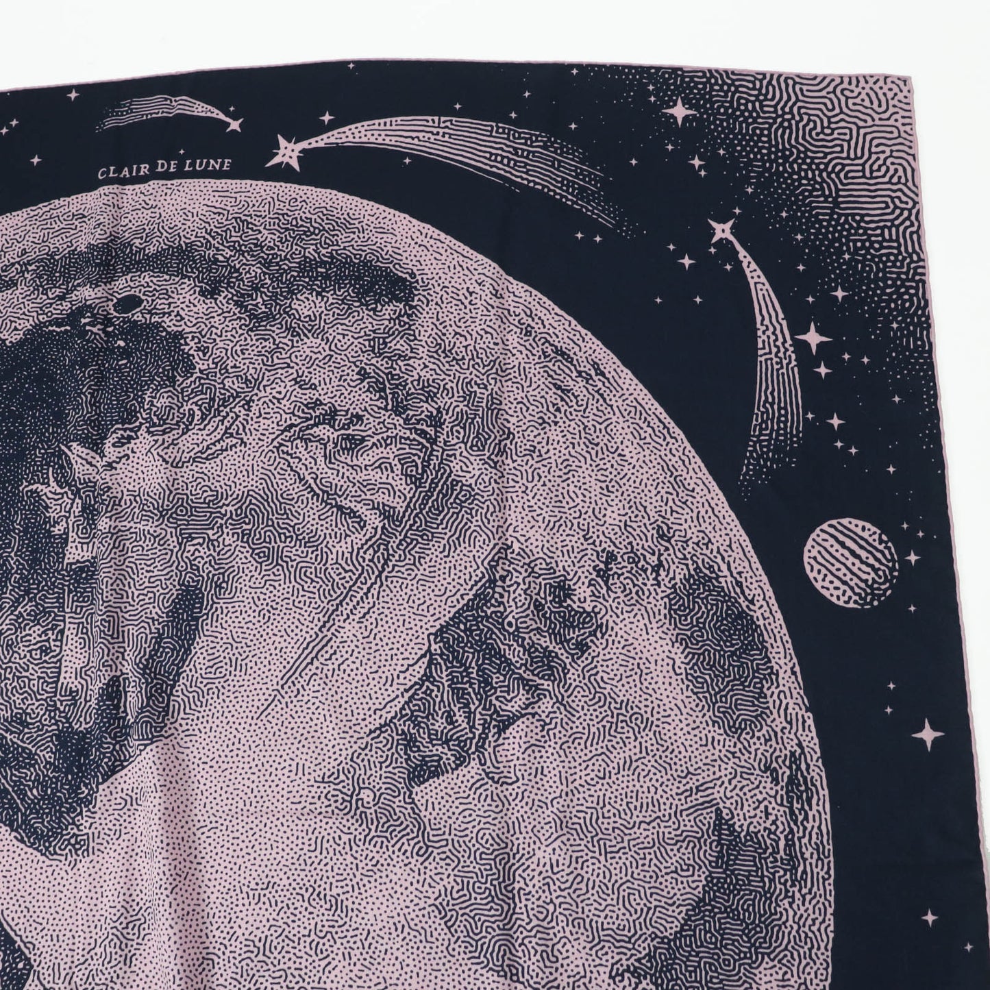 HERMES scarf Main: 70% cashmere, Main: 30% silk Navy pink Caregean CLAIR DE LUNE Women