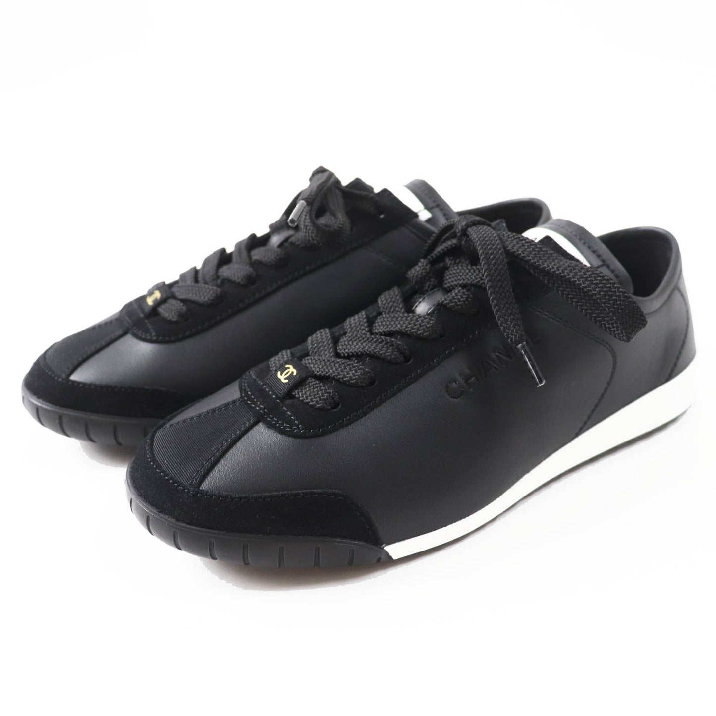 CHANEL sneakers 24S G45714 Main: Calfskin, Main: Suede calfskin Black White Women 36