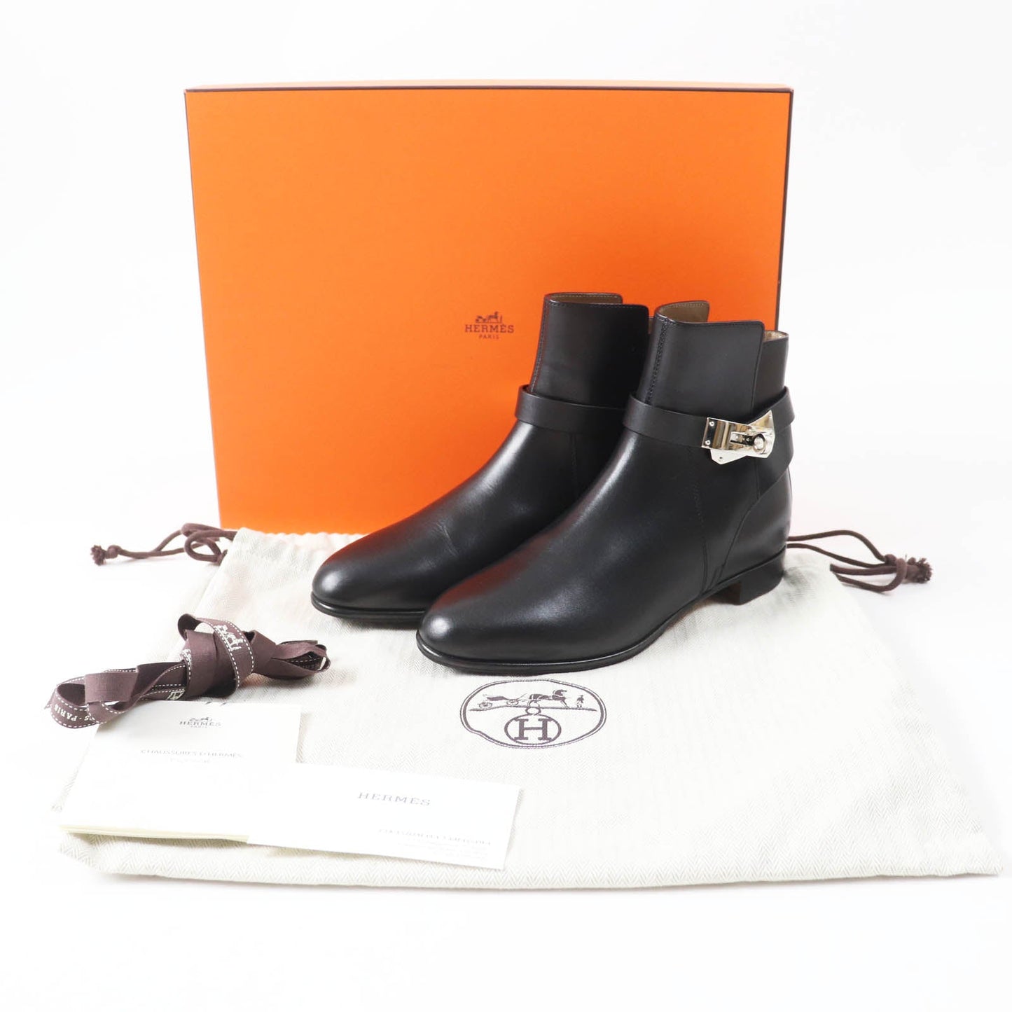HERMES short boots Main: Leather black Neo Women 35 1/2