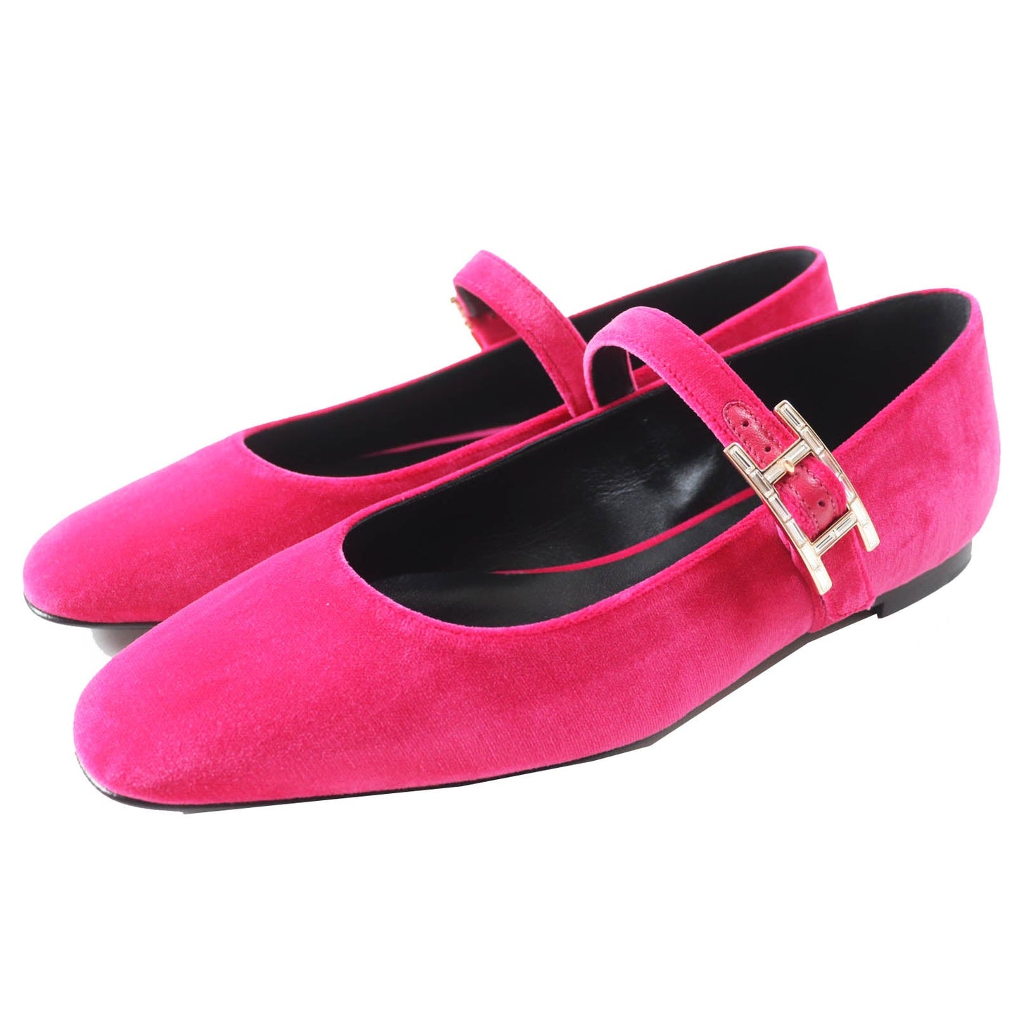 HERMES Ballet shoes Main: Velour Fuchsia Jane Women 36 1/2