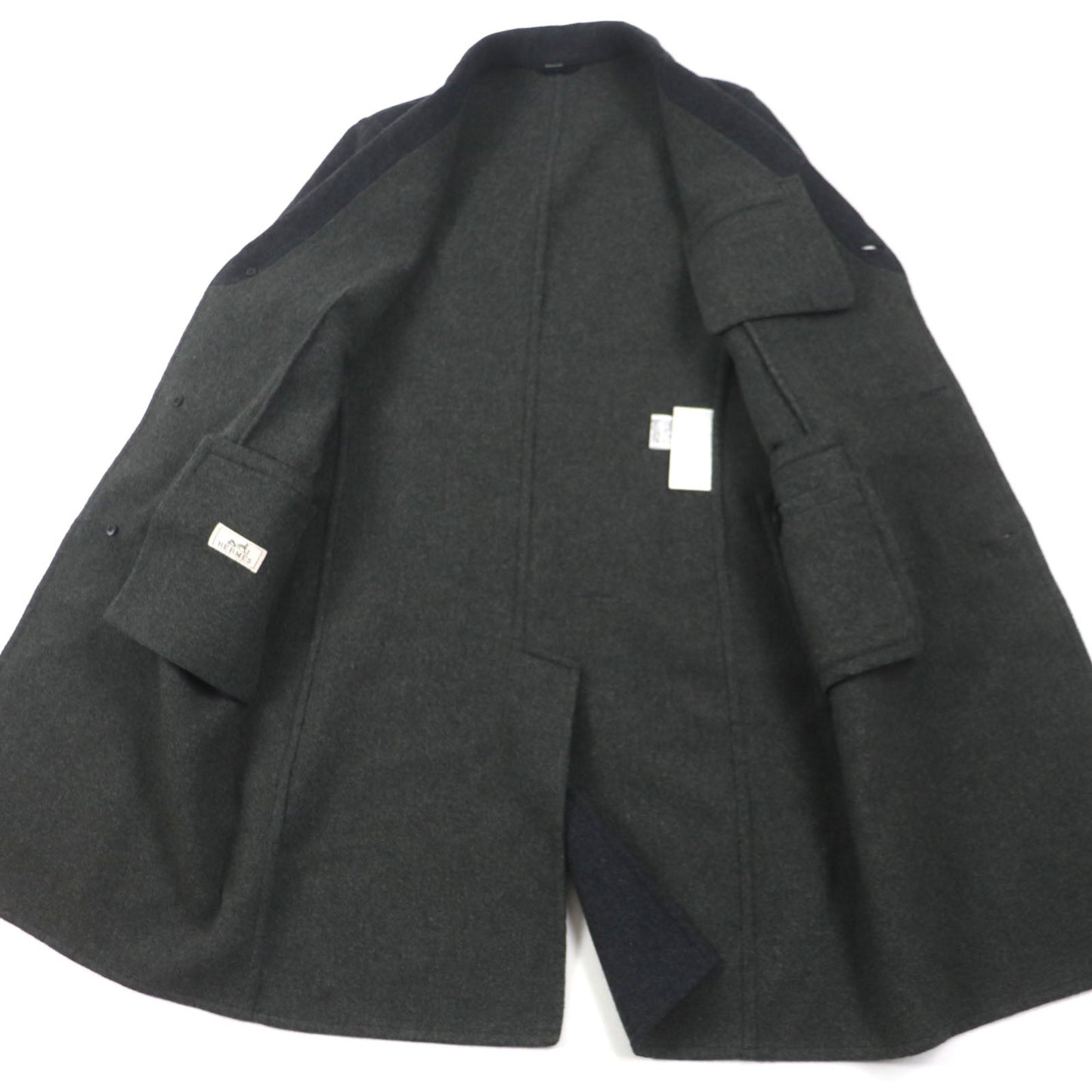 HERMES Chester coat Outer: 100% wool, Lining: 100% silk Dark gray mens 48