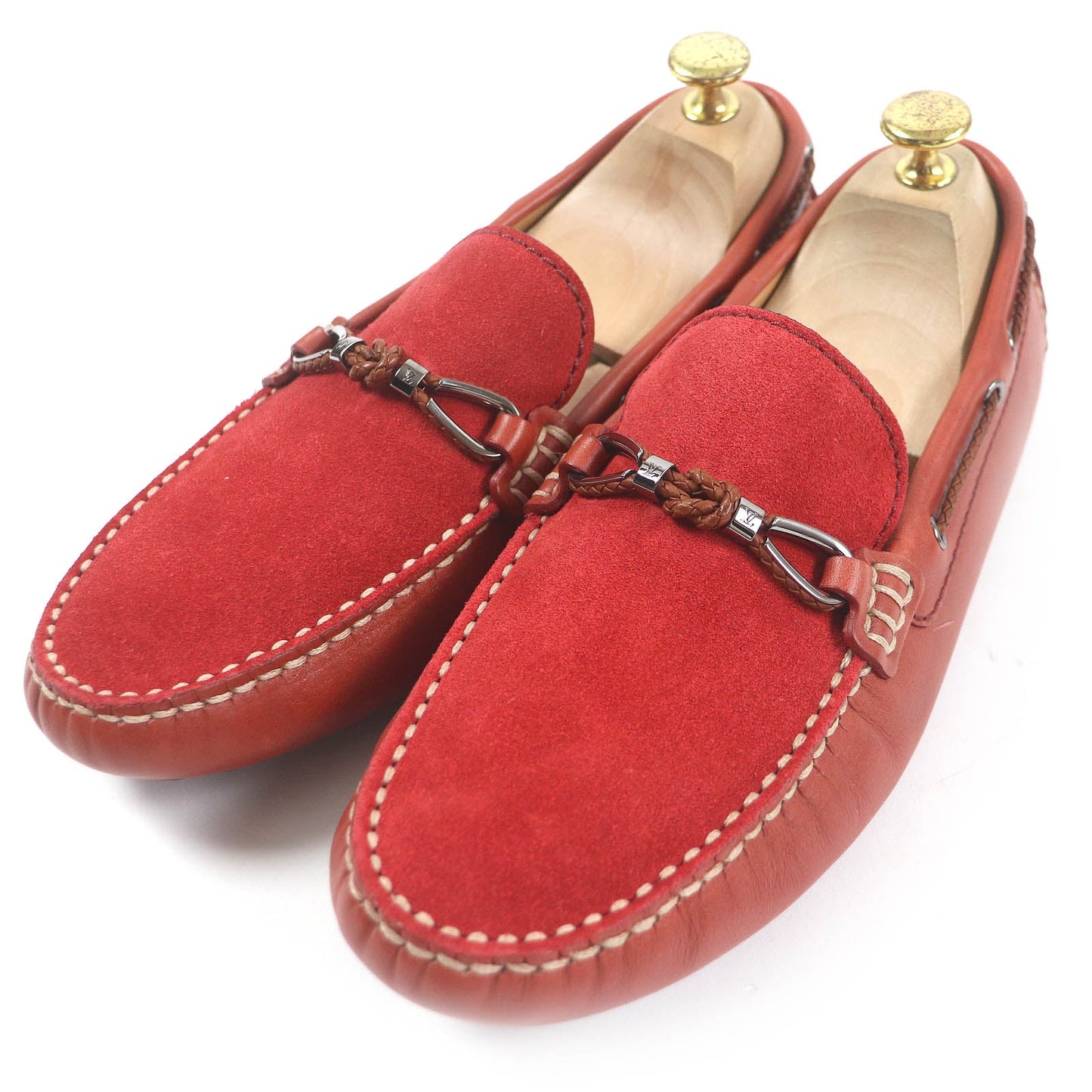 LOUIS VUITTON loafers Main: suede leather, Main: leather Red type mens 6.5