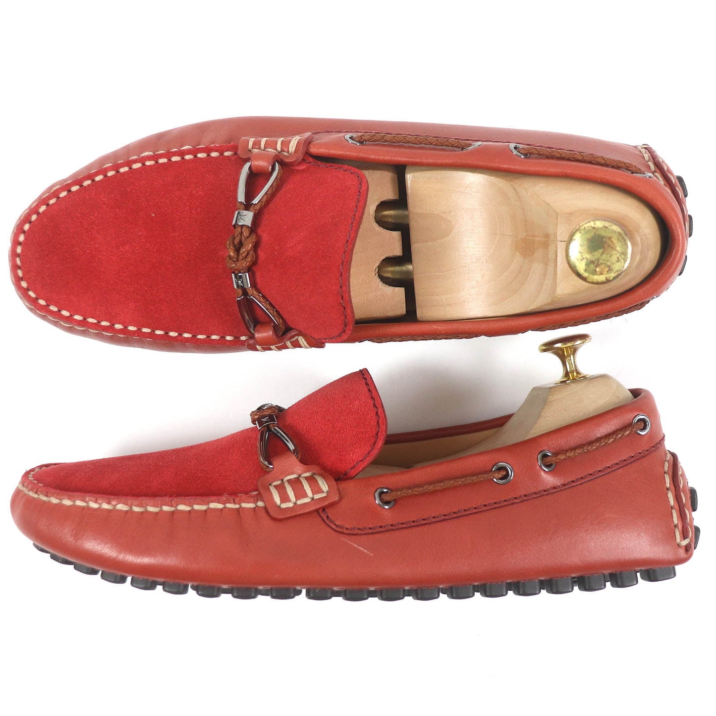 LOUIS VUITTON loafers Main: suede leather, Main: leather Red type mens 6.5