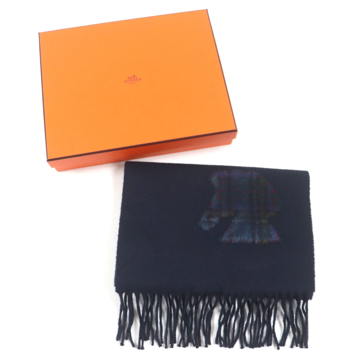 HERMES Scarf Main: 100% cashmere Navy Highlands mens
