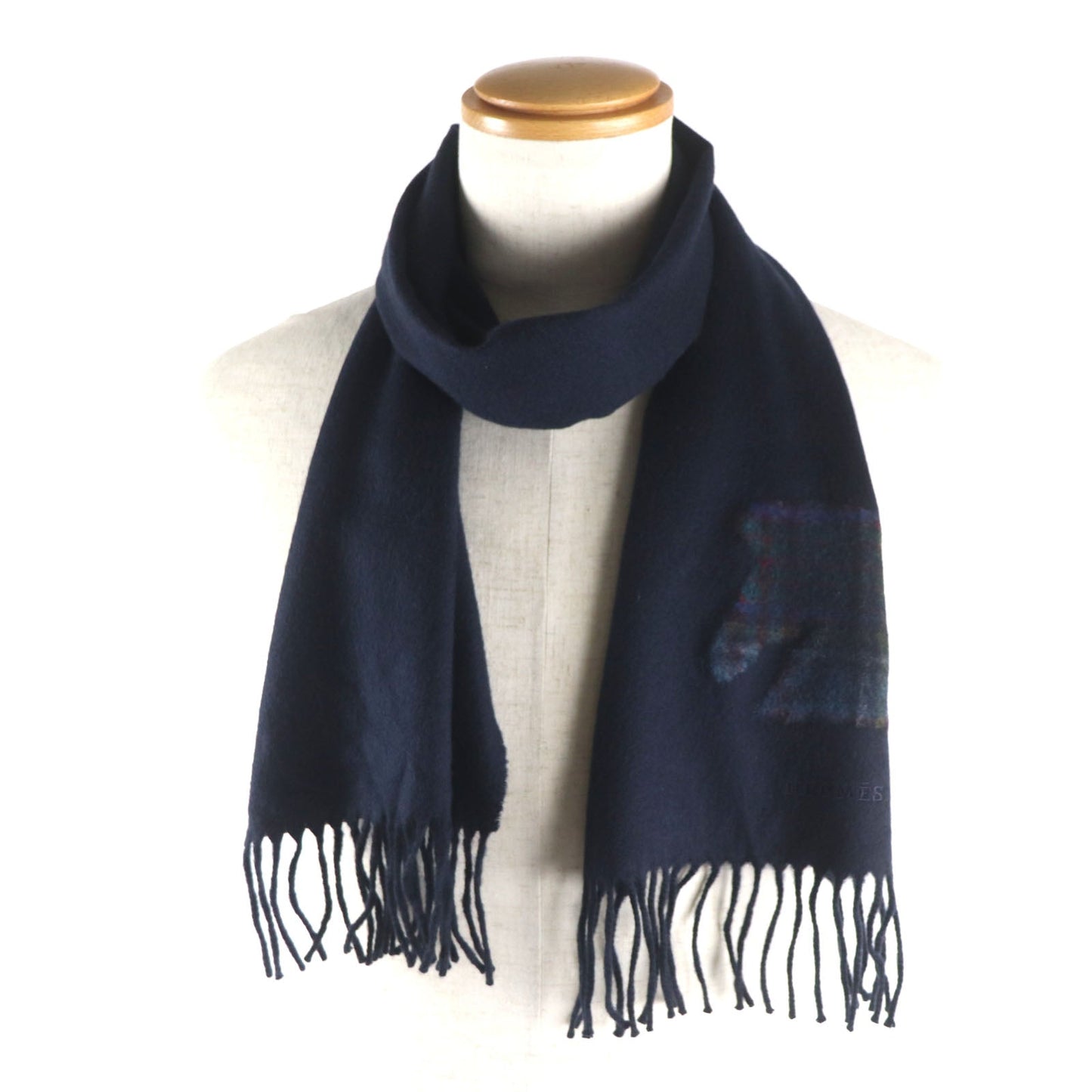 HERMES Scarf Main: 100% cashmere Navy Highlands mens