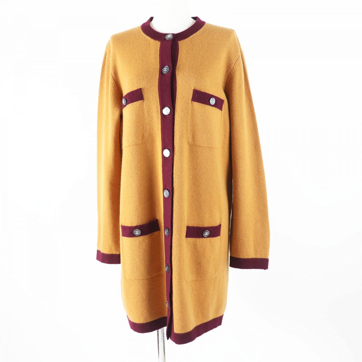 CHANEL cardigan P71510 Main: 100% cashmere Mustard Bordeaux Women 42