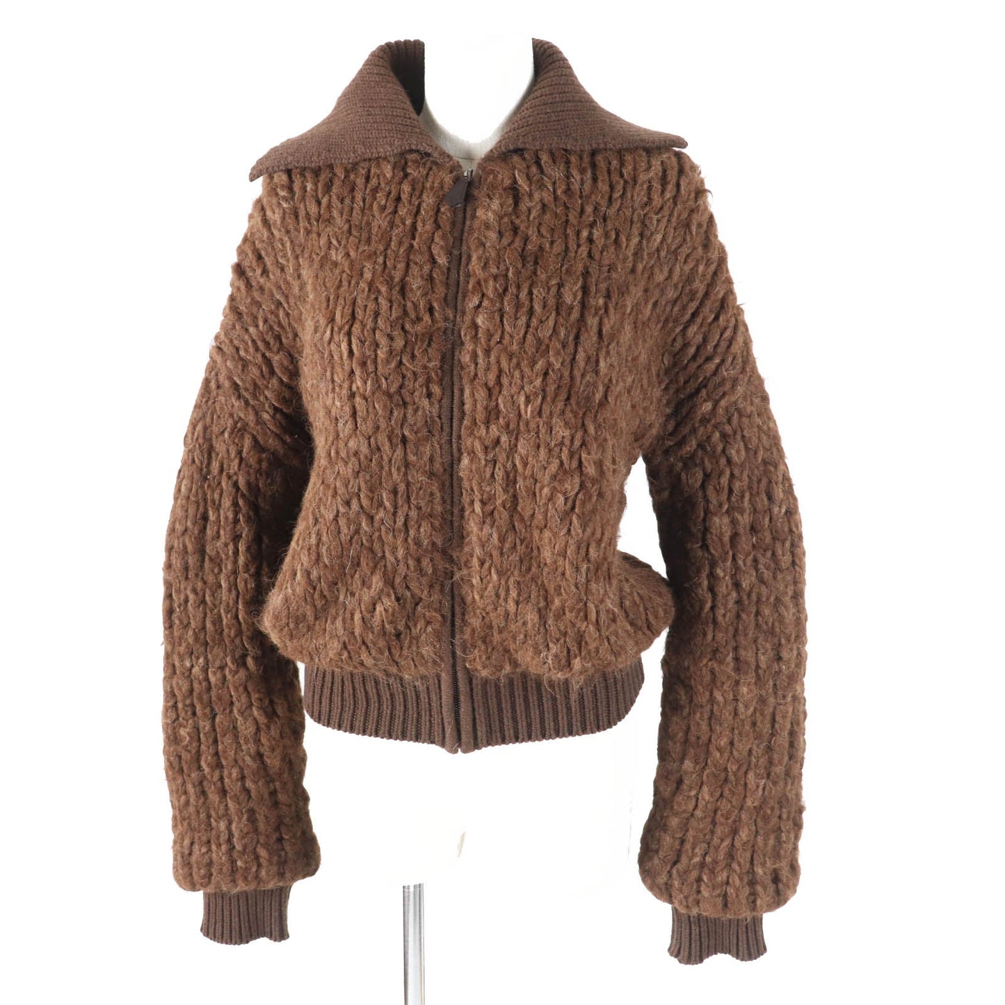 HERMES Blouson Outer: 85% alpaca, Outer: 15% wool, Lining: 100% cashmere, Part: 100% cashmere, Part: cowhide Ecorse Women 38