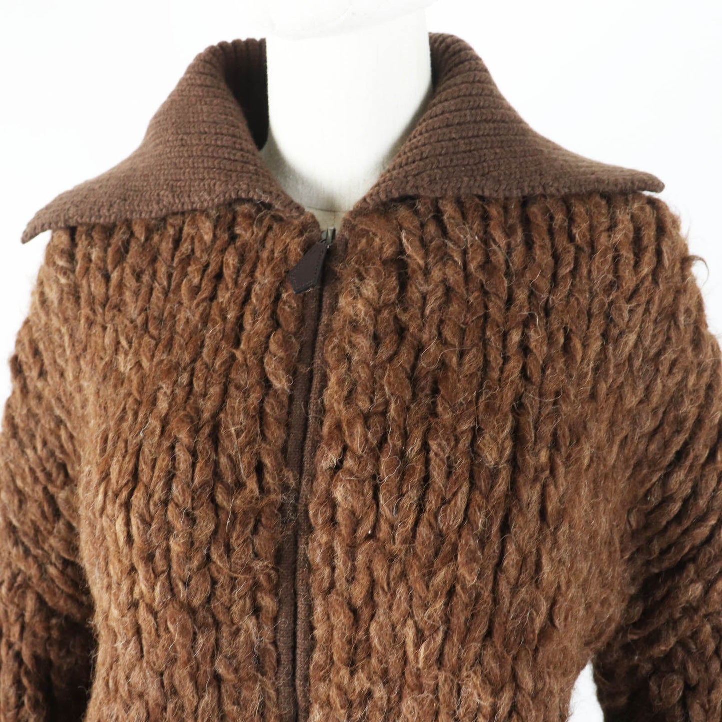 HERMES Blouson Outer: 85% alpaca, Outer: 15% wool, Lining: 100% cashmere, Part: 100% cashmere, Part: cowhide Ecorse Women 38