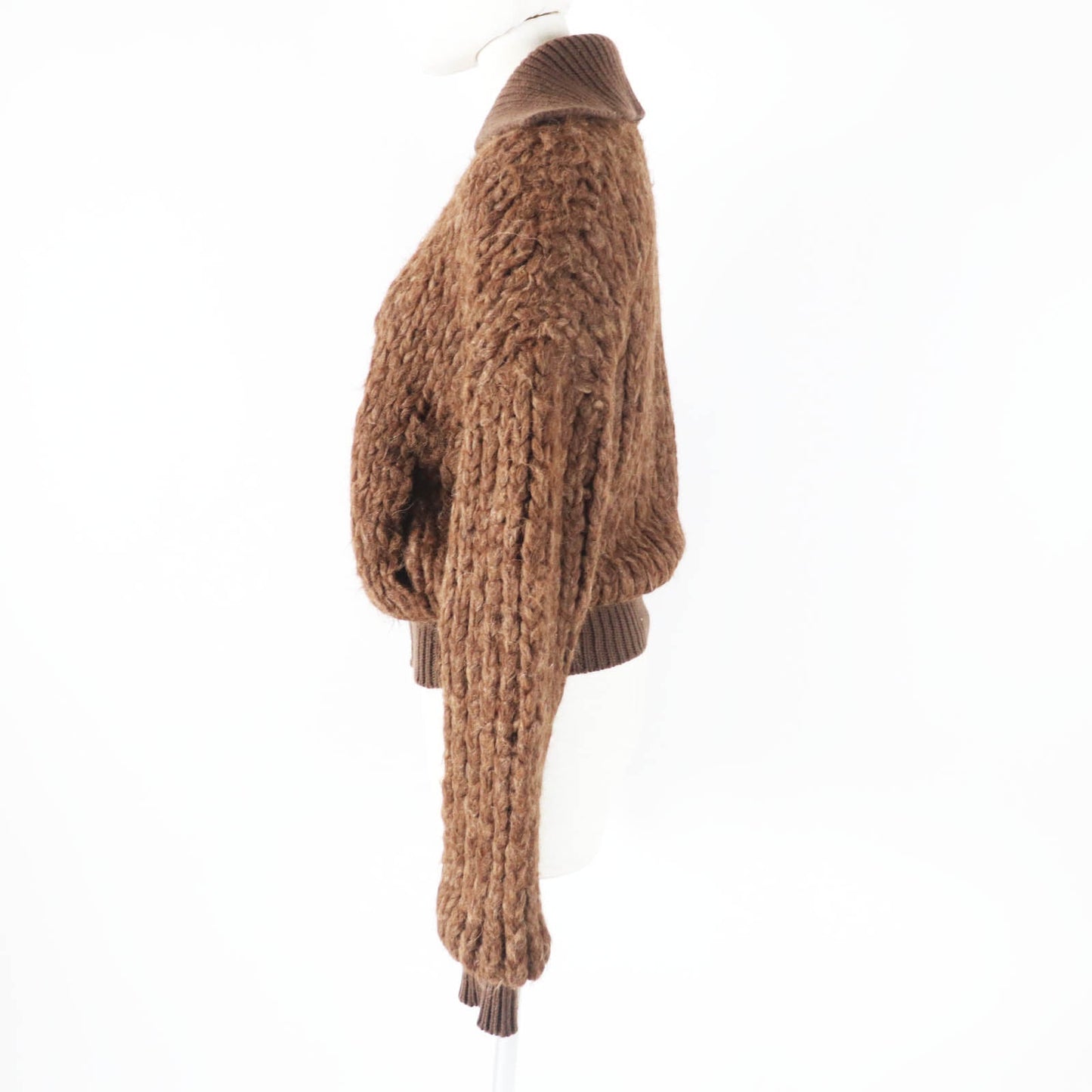 HERMES Blouson Outer: 85% alpaca, Outer: 15% wool, Lining: 100% cashmere, Part: 100% cashmere, Part: cowhide Ecorse Women 38