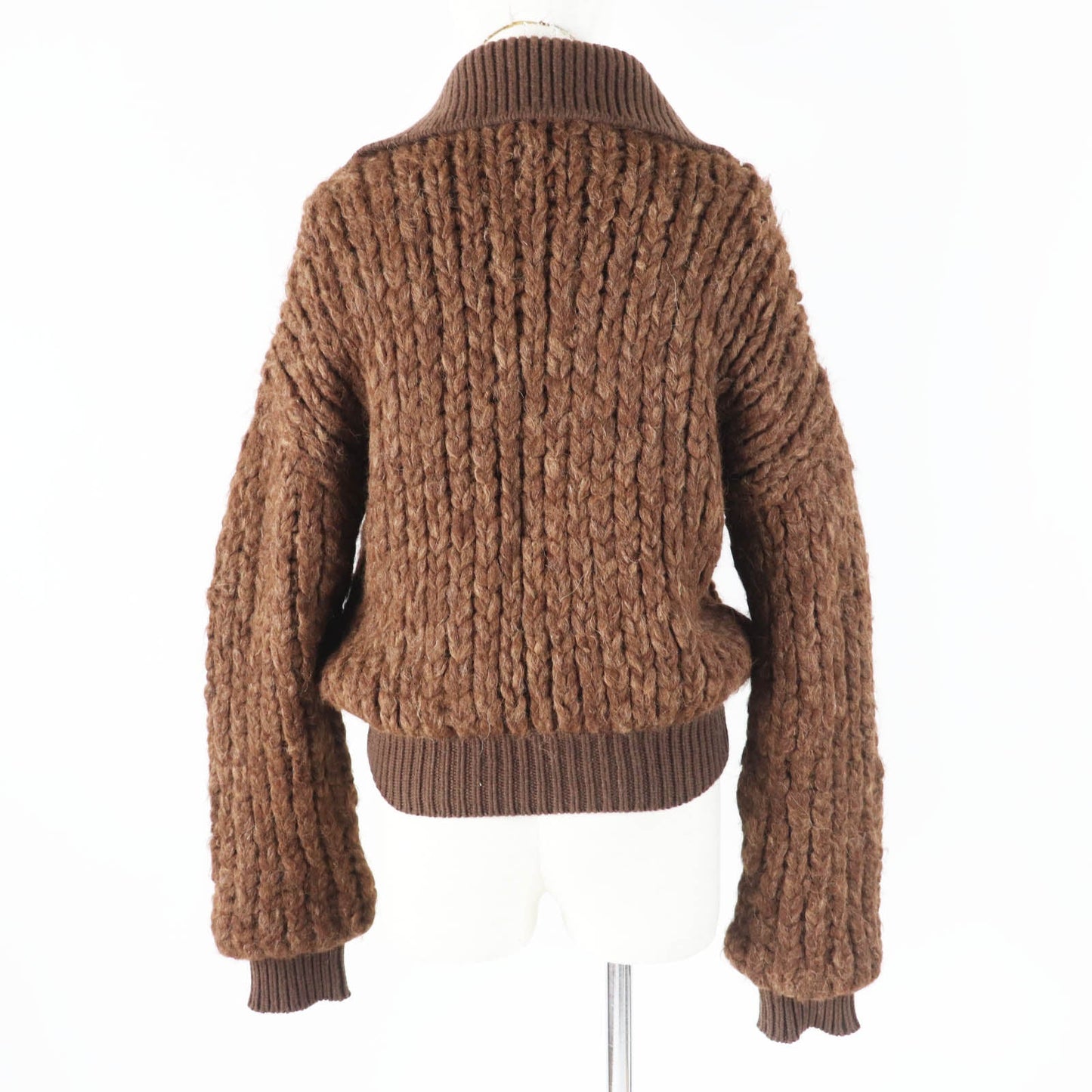 HERMES Blouson Outer: 85% alpaca, Outer: 15% wool, Lining: 100% cashmere, Part: 100% cashmere, Part: cowhide Ecorse Women 38