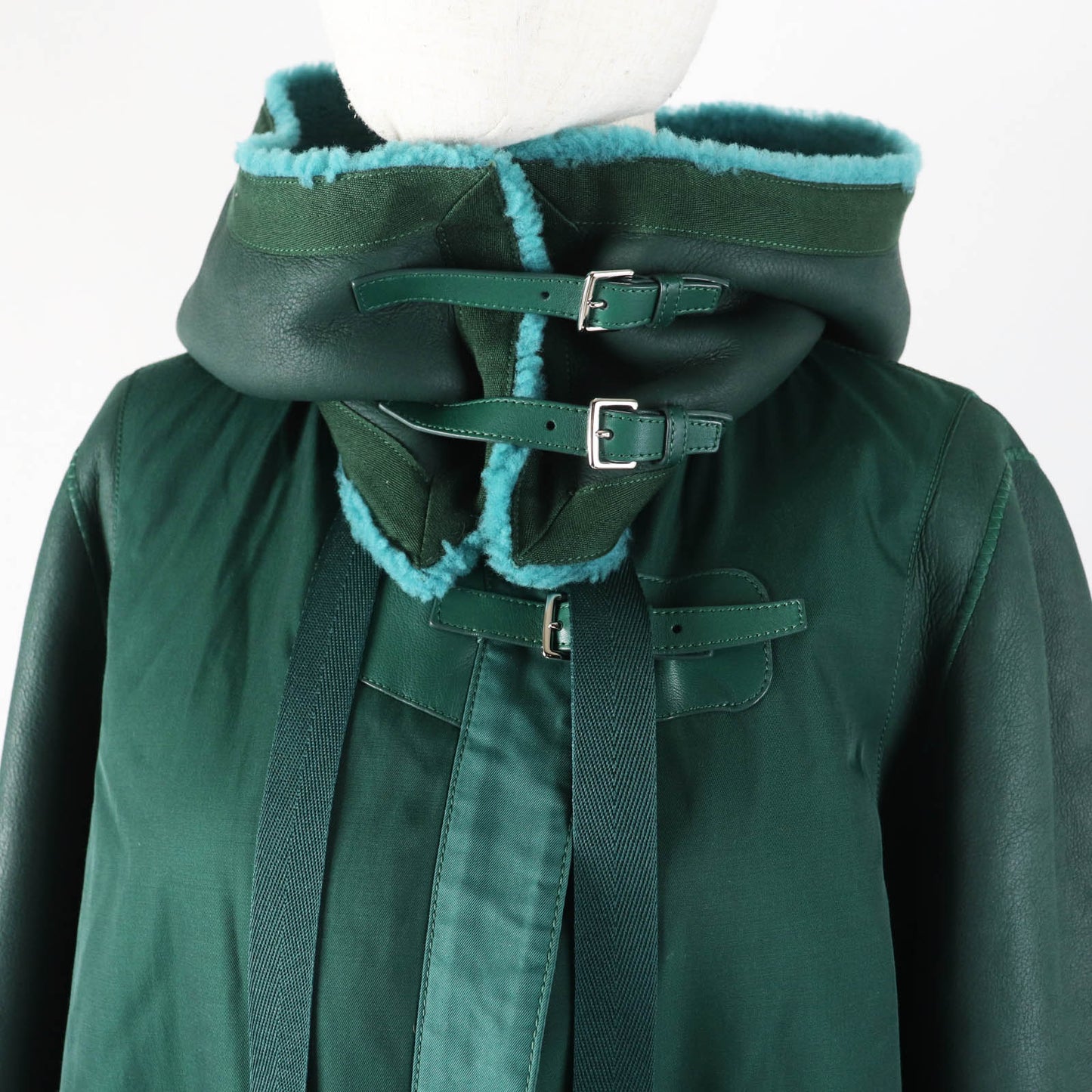 HERMES Mouton coat Main: Sheepskin, Part: 70% Nylon, Part: 30% Cotton, Part: 100% Cotton, Part: 65% Cotton green Women 34