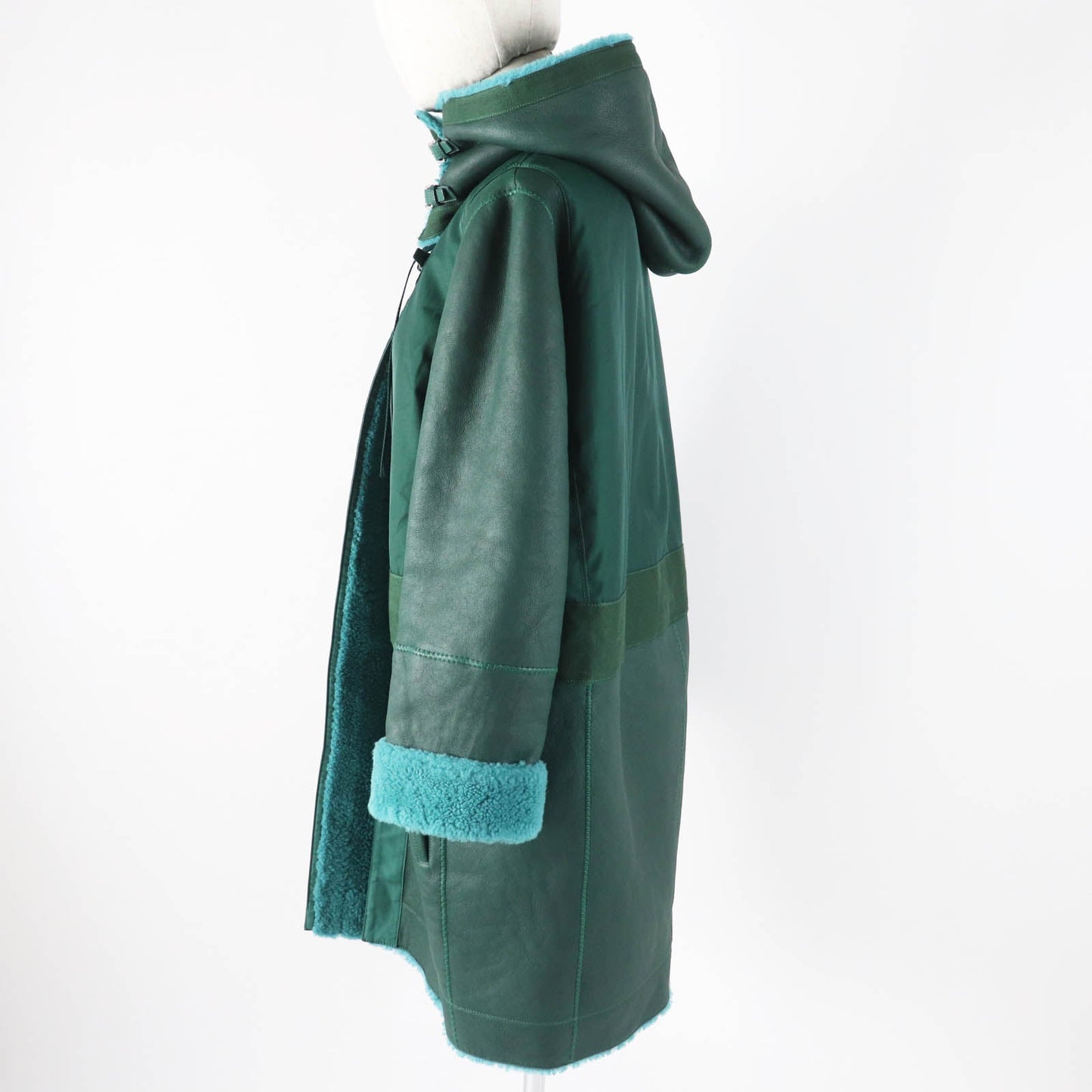 HERMES Mouton coat Main: Sheepskin, Part: 70% Nylon, Part: 30% Cotton, Part: 100% Cotton, Part: 65% Cotton green Women 34