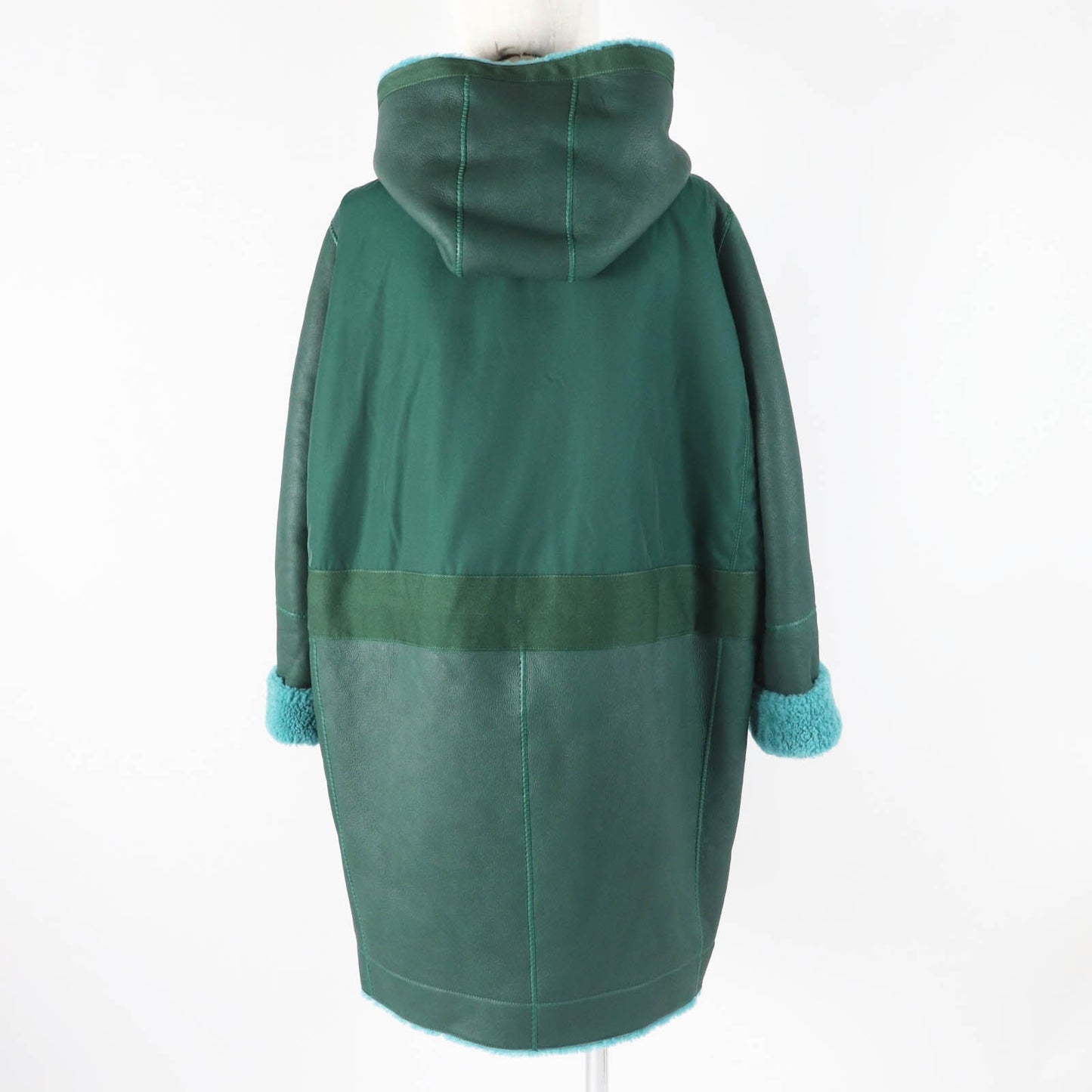 HERMES Mouton coat Main: Sheepskin, Part: 70% Nylon, Part: 30% Cotton, Part: 100% Cotton, Part: 65% Cotton green Women 34