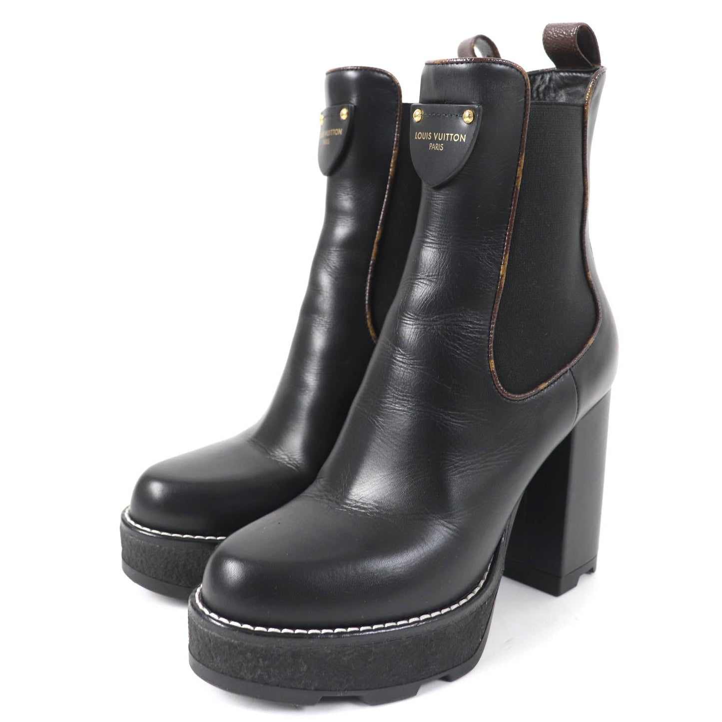 LOUIS VUITTON Ankle boots Main: Leather black LV Bobur Line Women 37