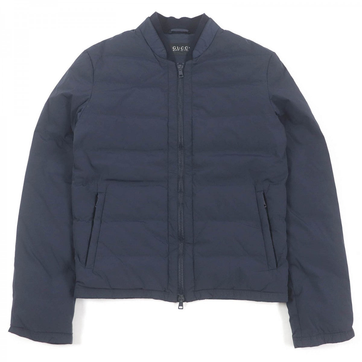 GUCCI Down jacket 322555 Main: 92% nylon, Main: 8% polyurethane, Part: 98% wool, Part: 2% polyurethane, Filling: 100% down Navy mens 44