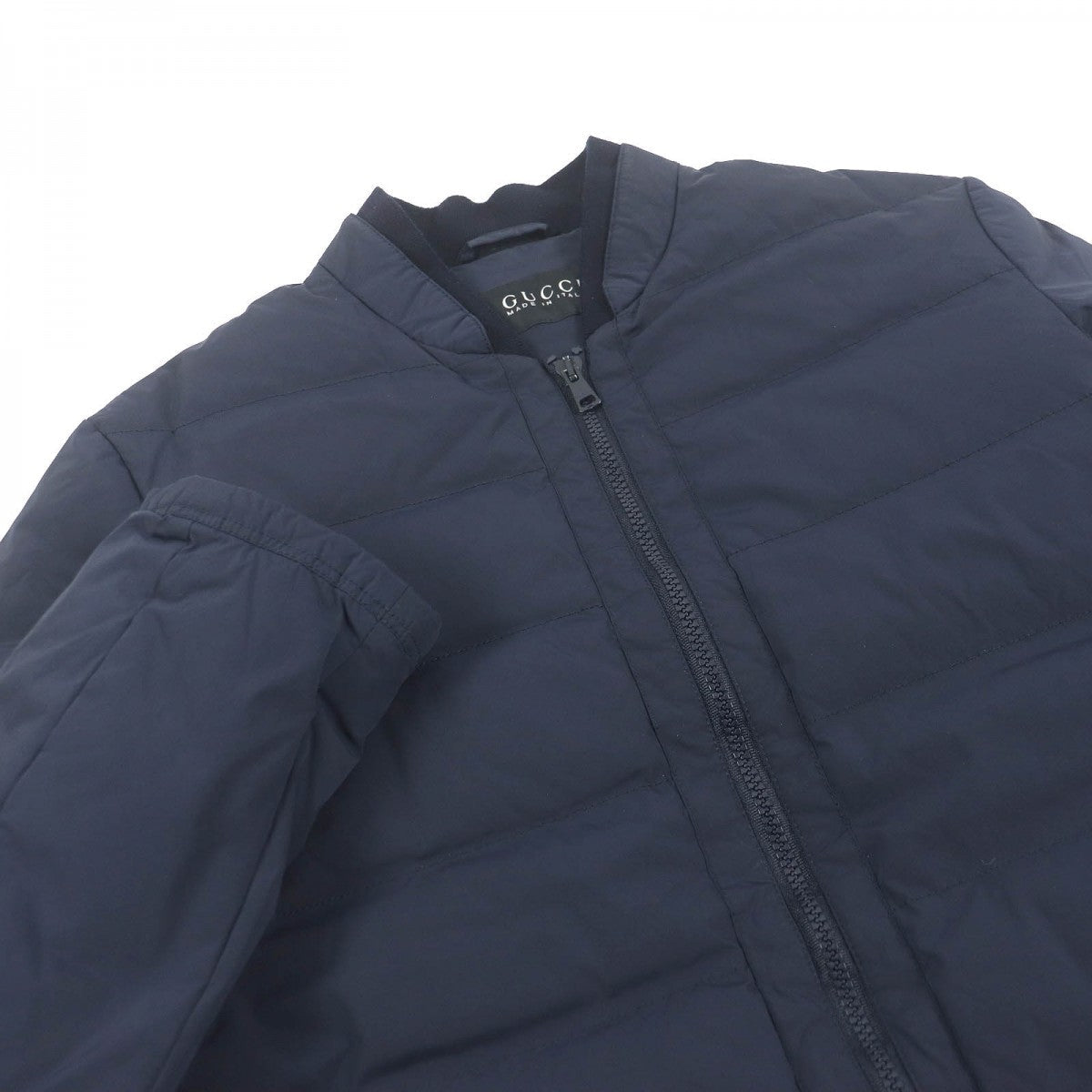 GUCCI Down jacket 322555 Main: 92% nylon, Main: 8% polyurethane, Part: 98% wool, Part: 2% polyurethane, Filling: 100% down Navy mens 44