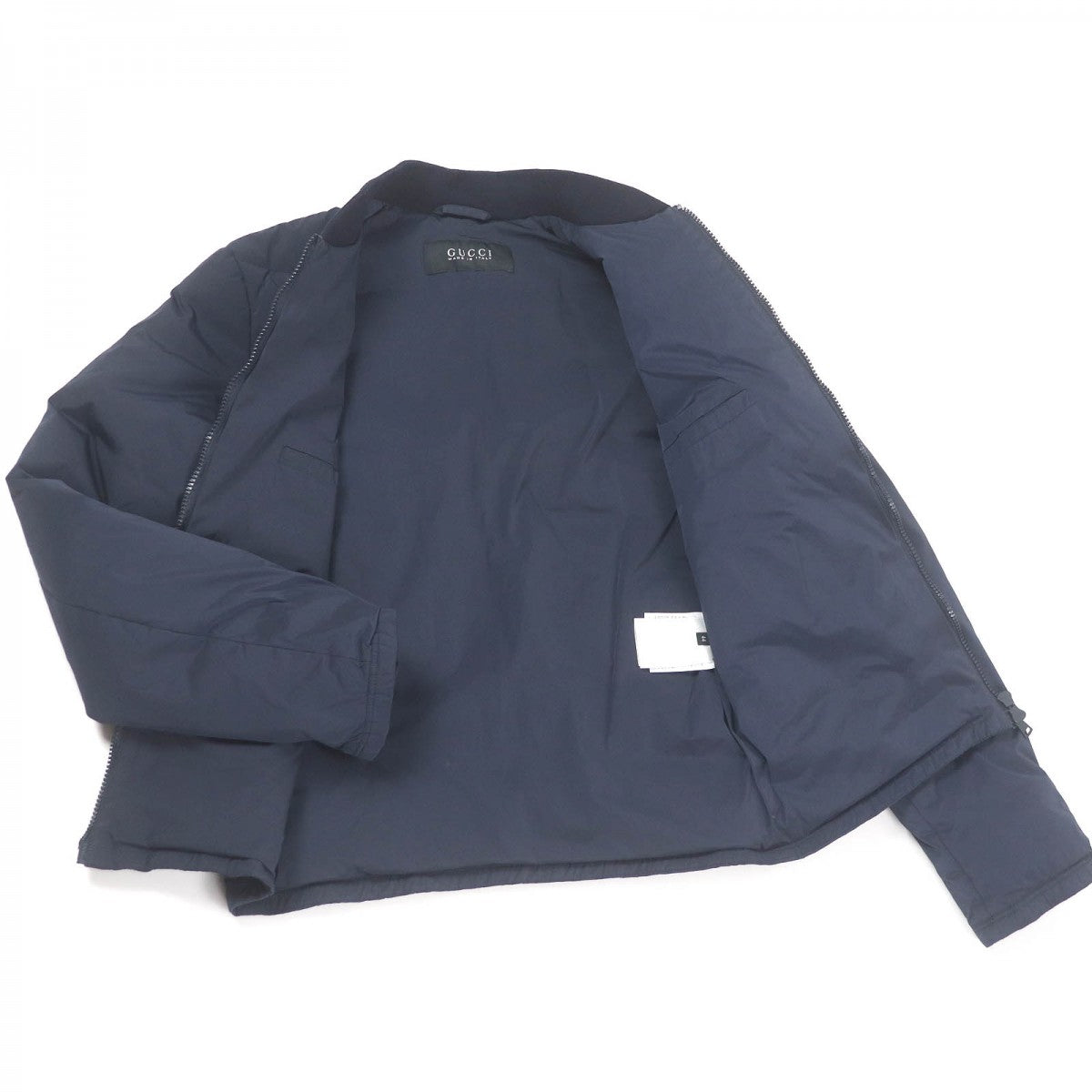 GUCCI Down jacket 322555 Main: 92% nylon, Main: 8% polyurethane, Part: 98% wool, Part: 2% polyurethane, Filling: 100% down Navy mens 44