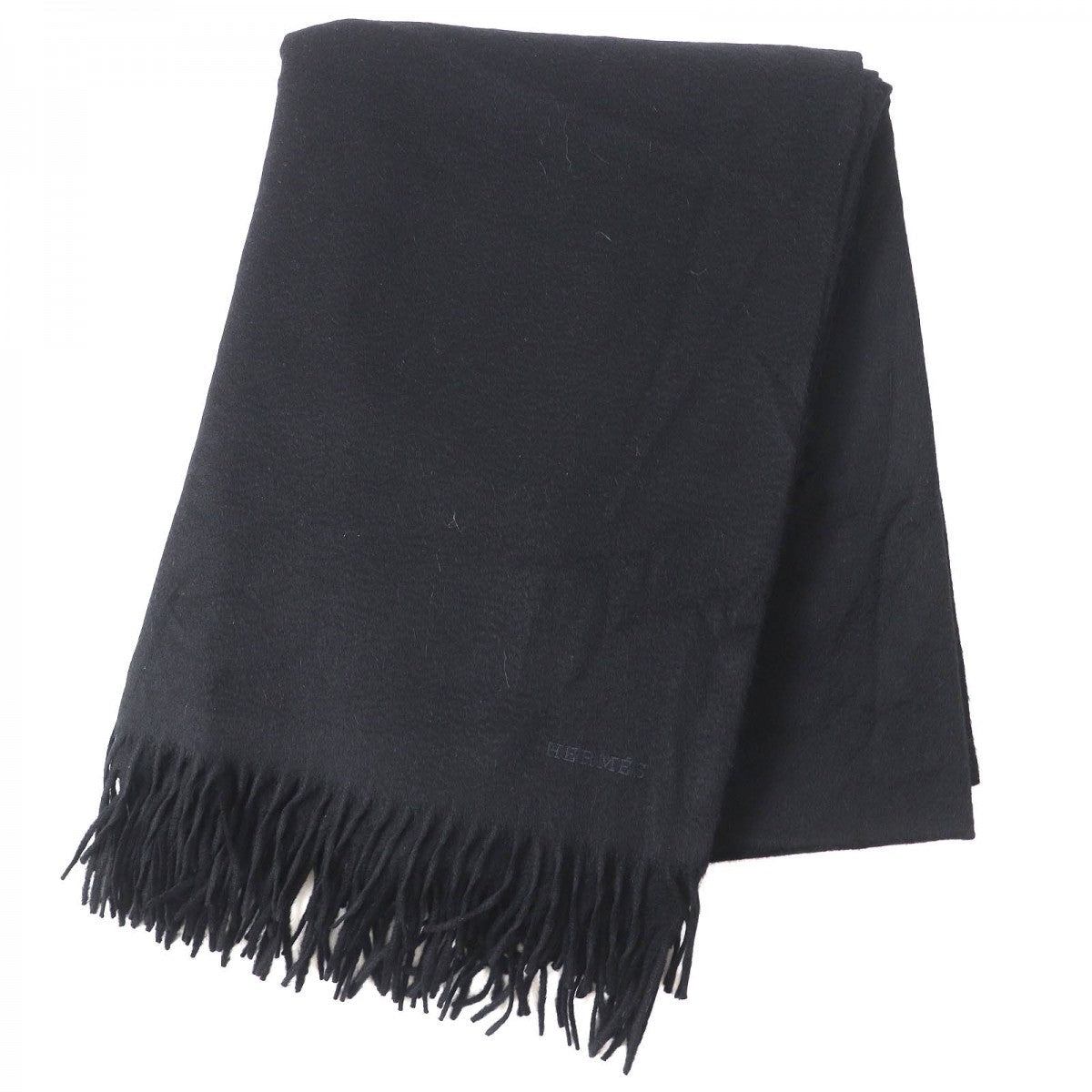 HERMES Scarf Main: 100% cashmere black Women