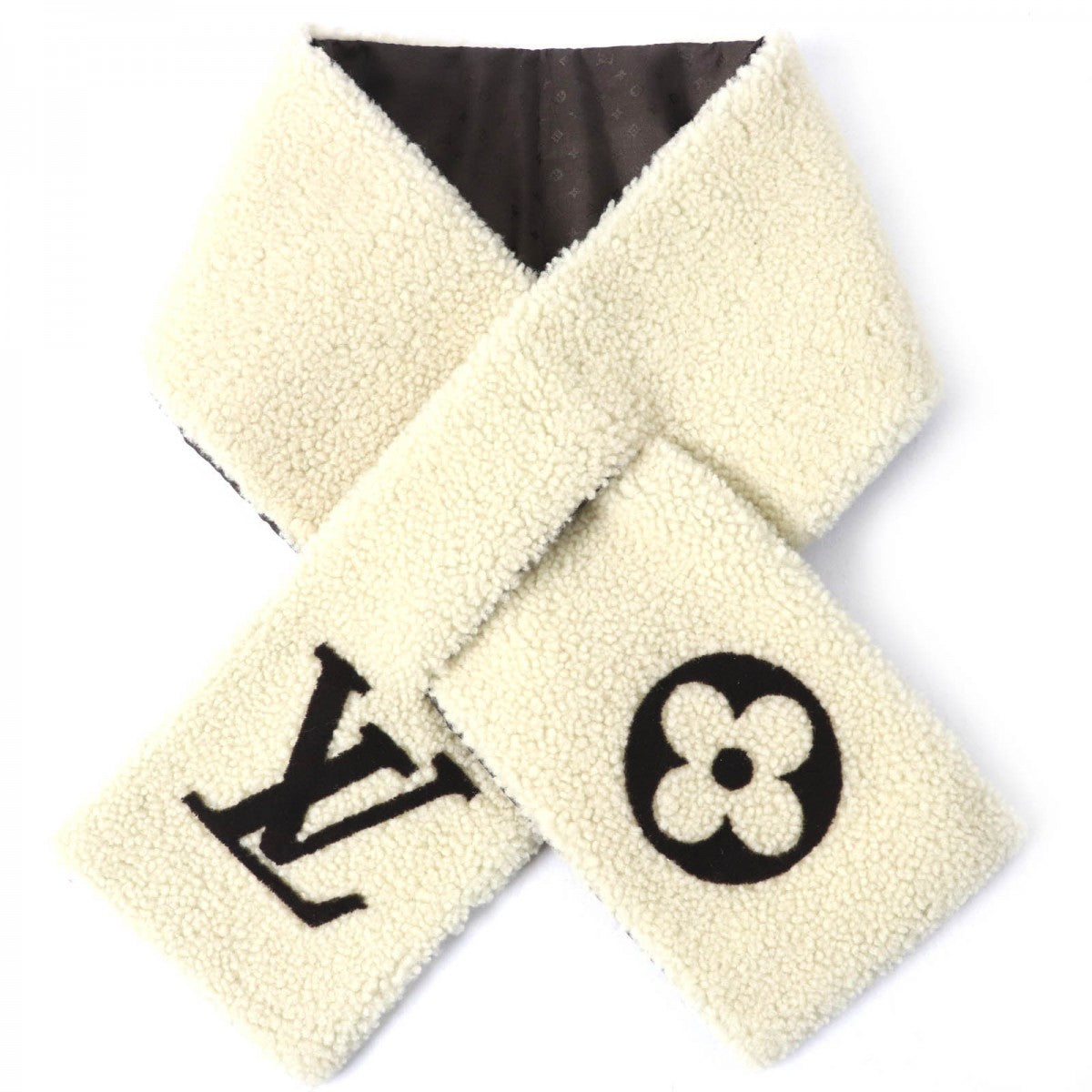 LOUIS VUITTON Scarf M79229 Main: Sheepskin, Lining: 100% Silk, Filling: 100% Polyester Ivory brown Women