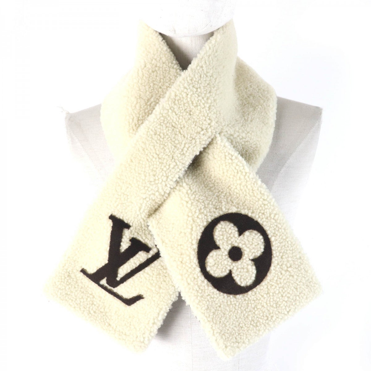 LOUIS VUITTON Scarf M79229 Main: Sheepskin, Lining: 100% Silk, Filling: 100% Polyester Ivory brown Women