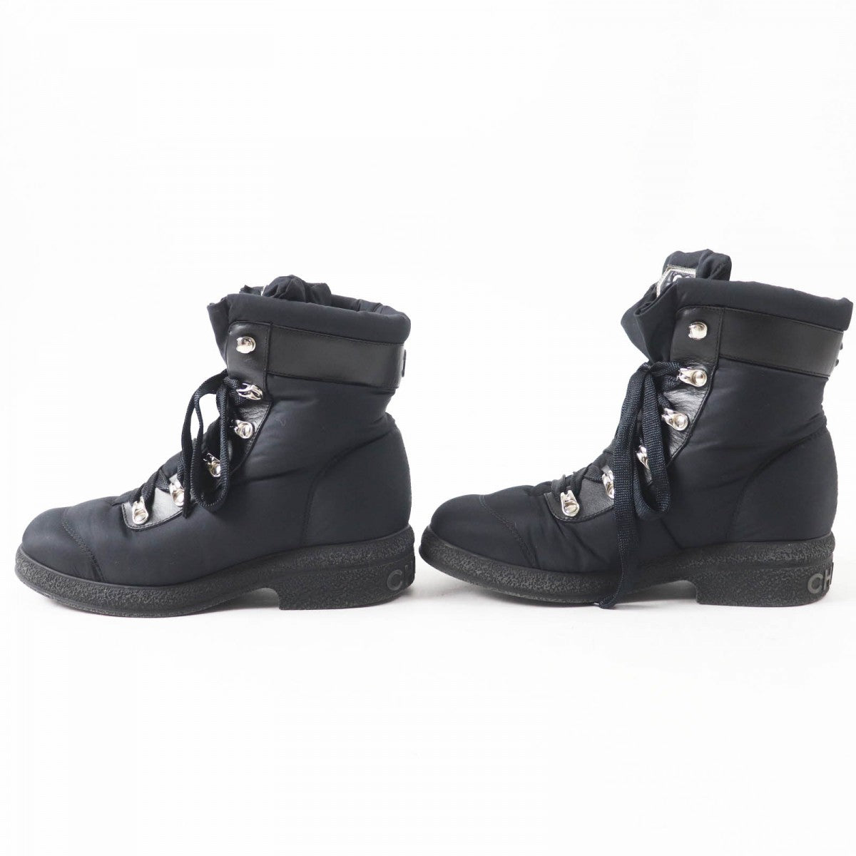CHANEL boots G34082 Nylon , Part: Leather black COCONEIGE COCONEIGE Women 36 C