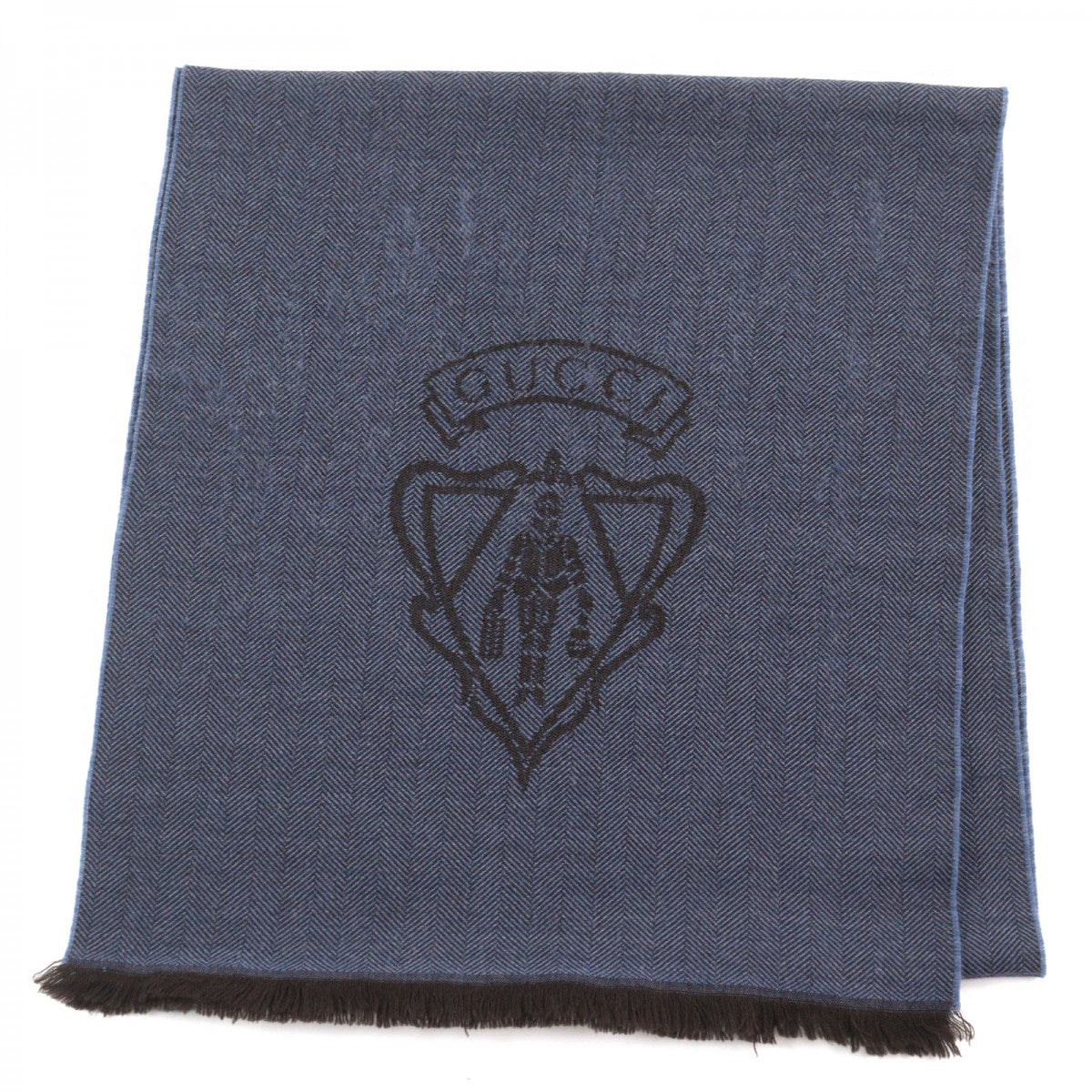 GUCCI Scarf 344993 Main: 100% wool Blue type Herringbone Pattern mens