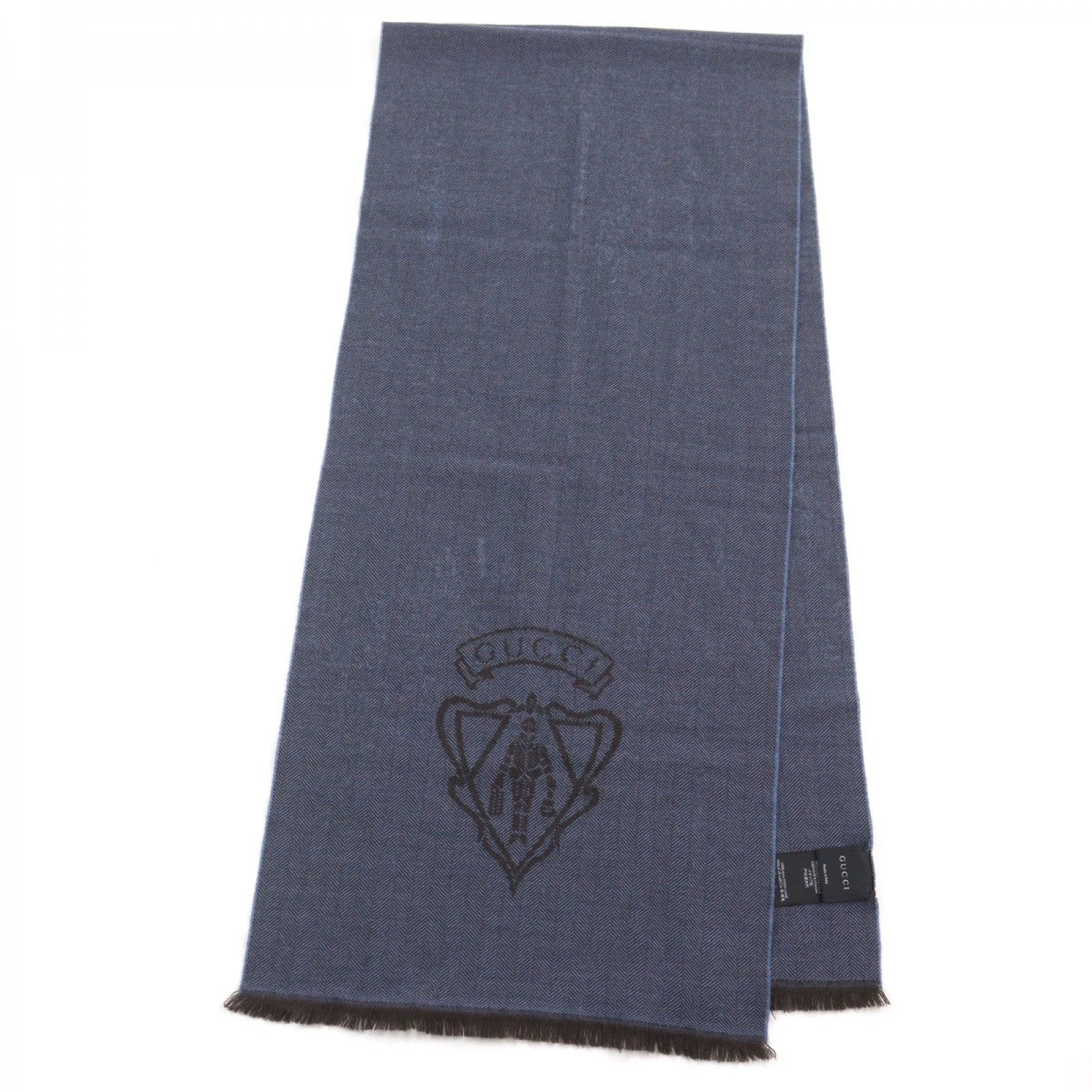 GUCCI Scarf 344993 Main: 100% wool Blue type Herringbone Pattern mens