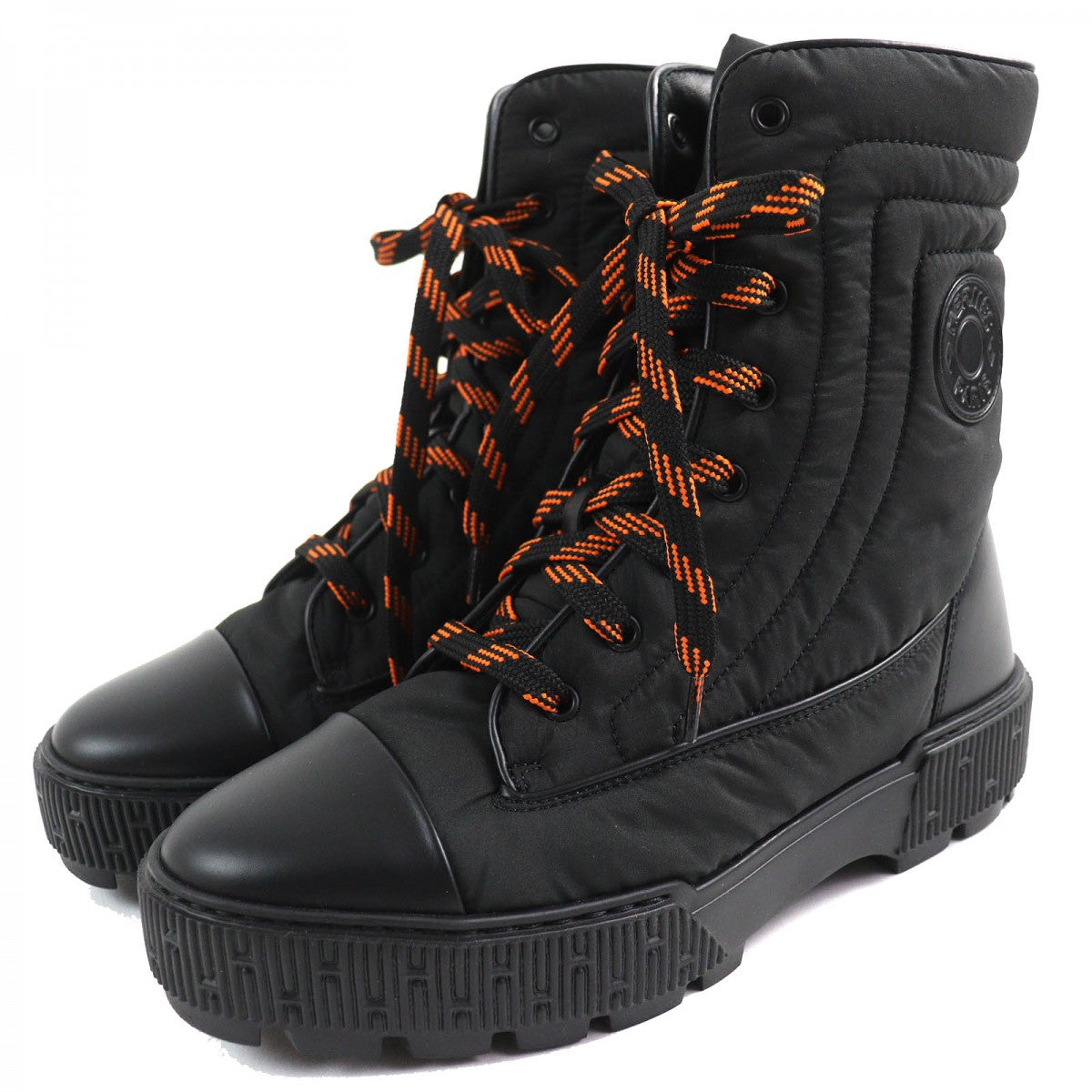 HERMES Ankle boots 232064Z Part: Leather Black orange fresh Women 38.5