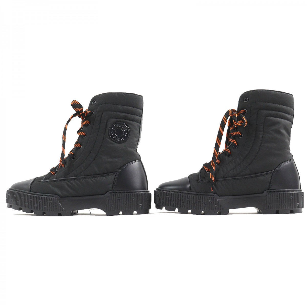 HERMES Ankle boots 232064Z Part: Leather Black orange fresh Women 38.5