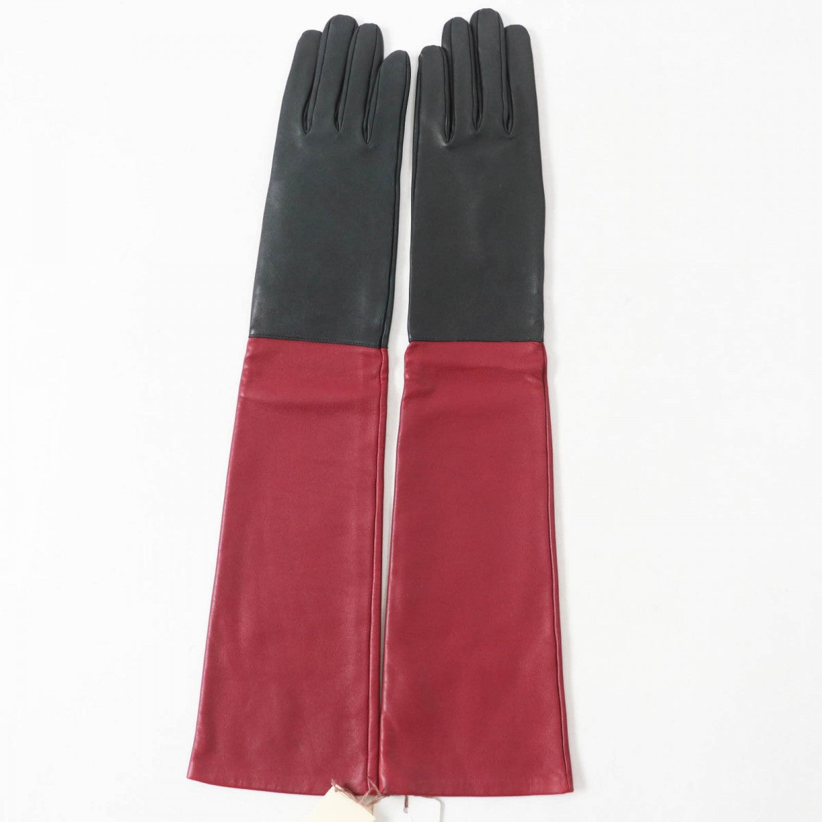HERMES gloves Main: Lamb leather, Lining: 100% silk Black Bordeaux Women 7