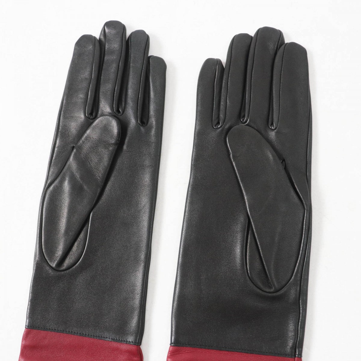 HERMES gloves Main: Lamb leather, Lining: 100% silk Black Bordeaux Women 7