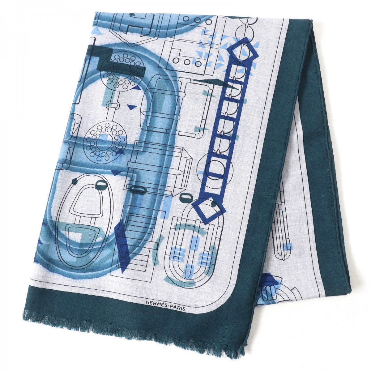 HERMES Stall H693245T Main: 70% cashmere, Main: 30% silk multicolor Rectangle Imprimeur Flou mens