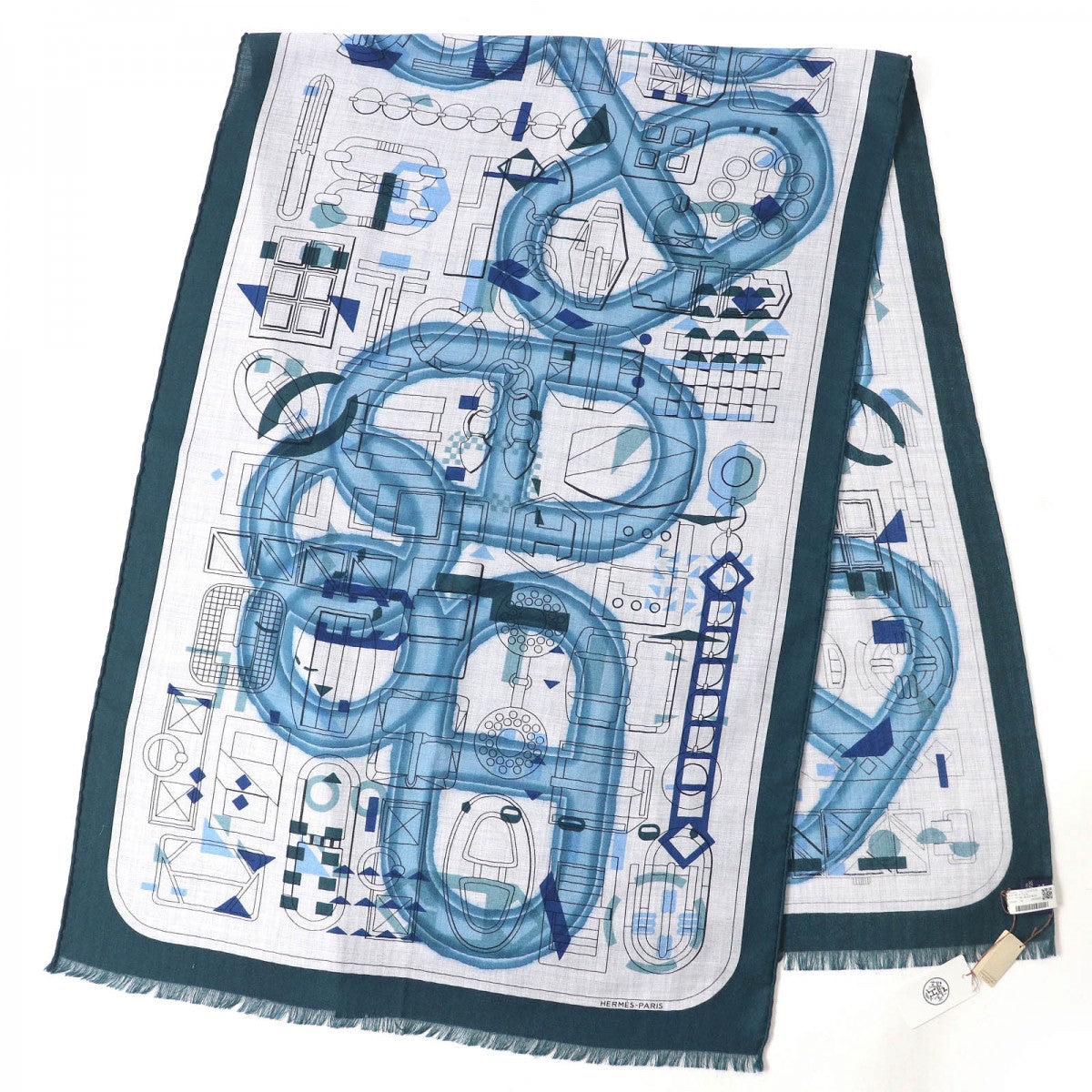 HERMES Stall H693245T Main: 70% cashmere, Main: 30% silk multicolor Rectangle Imprimeur Flou mens