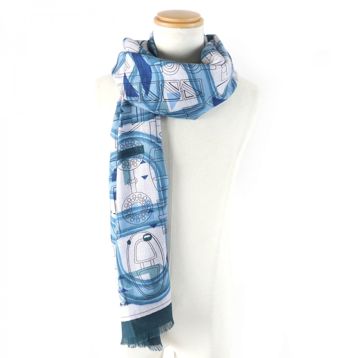 HERMES Stall H693245T Main: 70% cashmere, Main: 30% silk multicolor Rectangle Imprimeur Flou mens