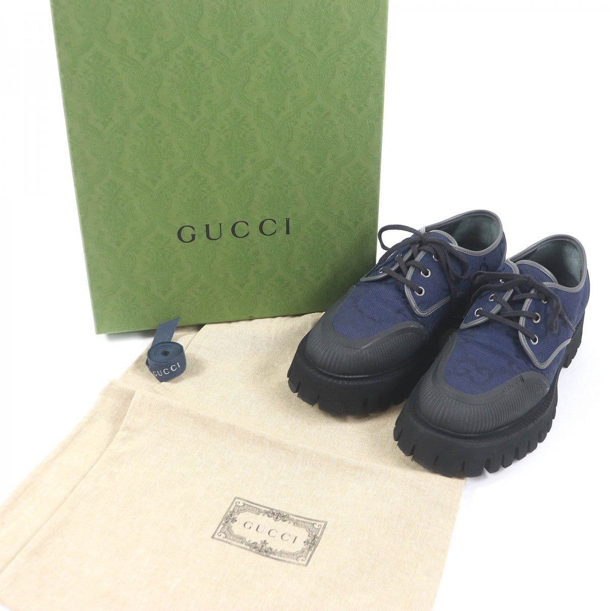 GUCCI Leather shoes 699552 Main: Canvas, Main: Leather, Main: Rubber Navy mens 7
