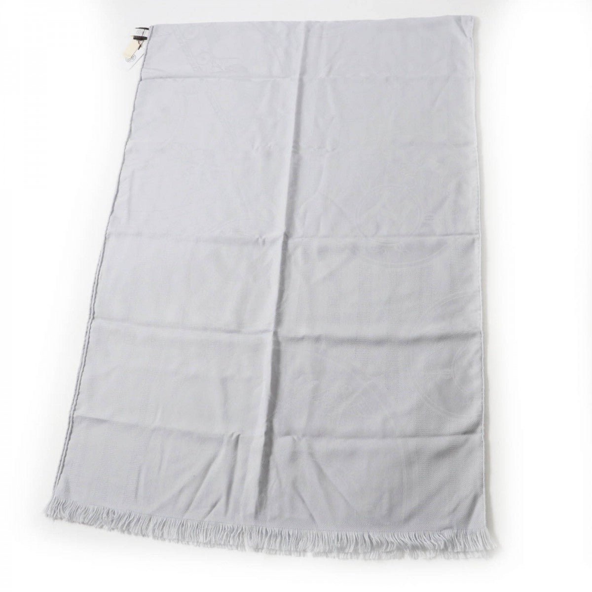 HERMES Scarf H262494S Main: 85% cashmere, Main: 15% silk Light gray New Libris Women