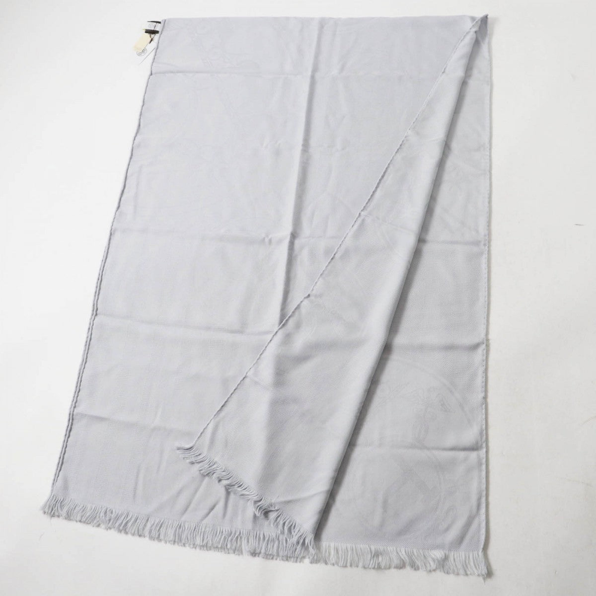 HERMES Scarf H262494S Main: 85% cashmere, Main: 15% silk Light gray New Libris Women