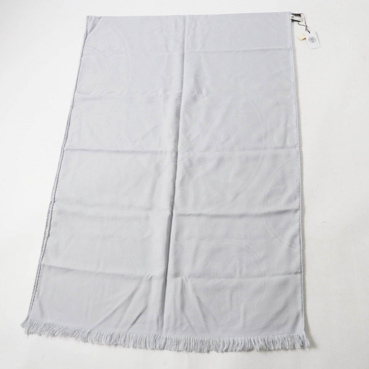 HERMES Scarf H262494S Main: 85% cashmere, Main: 15% silk Light gray New Libris Women
