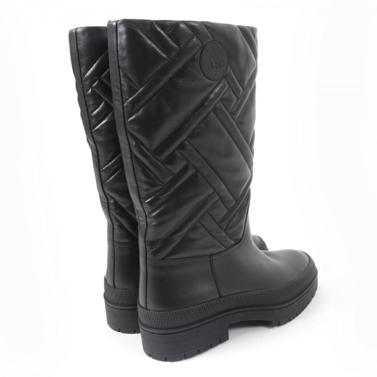 HERMES Knee-high boots 222048Z Main: Leather black Fuji Women 38.5