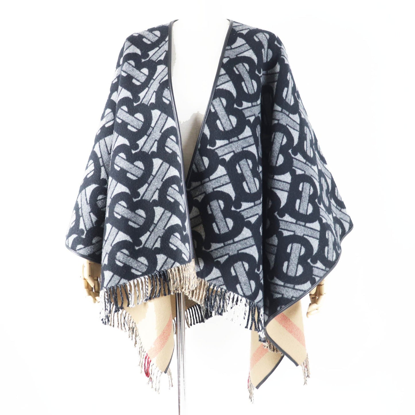 BURBERRY poncho 8050888 Main: 89% wool, Main: 11% cashmere, Part: Lamb leather Black Grey Women