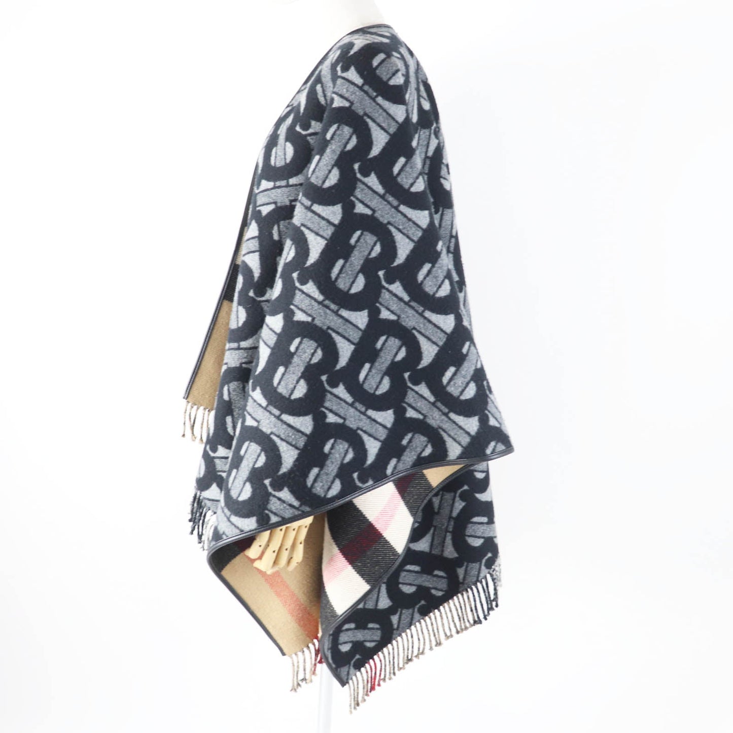BURBERRY poncho 8050888 Main: 89% wool, Main: 11% cashmere, Part: Lamb leather Black Grey Women