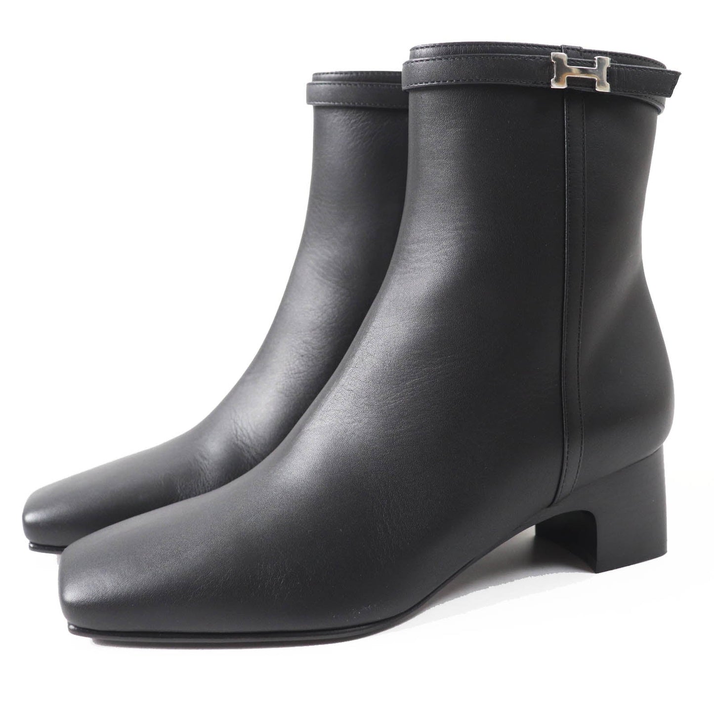 HERMES short boots Main: Leather black Oh Mage Women 36
