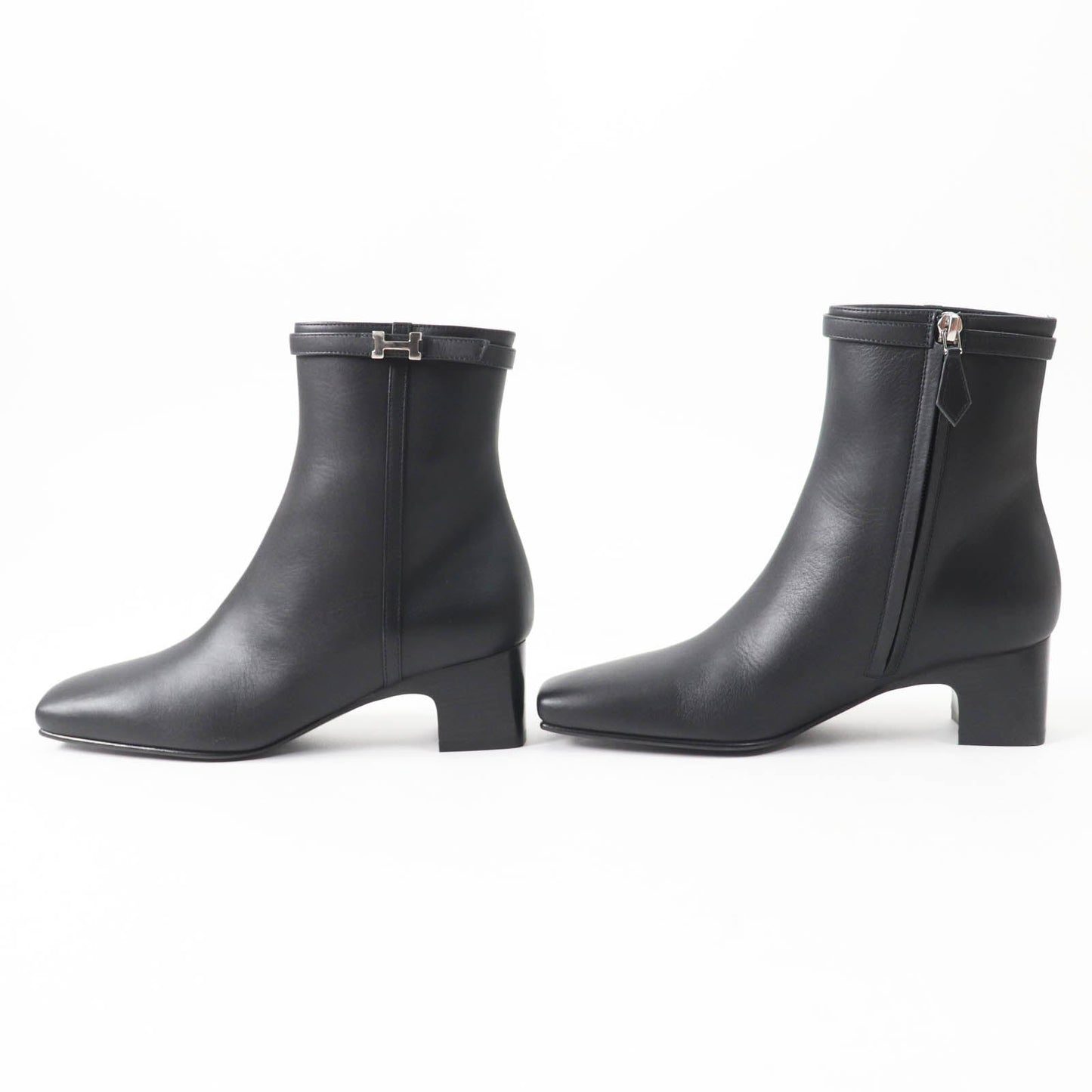 HERMES short boots Main: Leather black Oh Mage Women 36