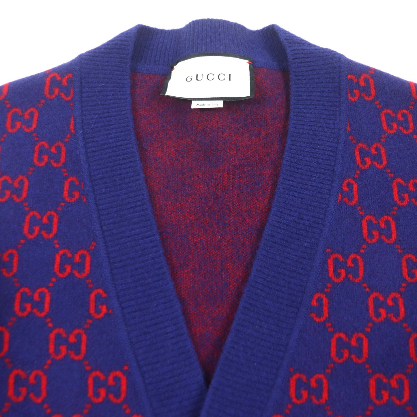 GUCCI cardigan 597724 Main: 95% wool, Main: 5% cashmere, Part: 100% wool Blue red mens M