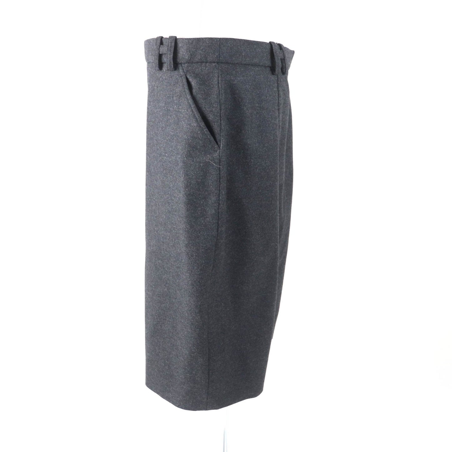 HERMES Tight Skirt Outer: 95% wool, Outer: 5% cashmere, Lining: 100% silk Charcoal gray Women 42