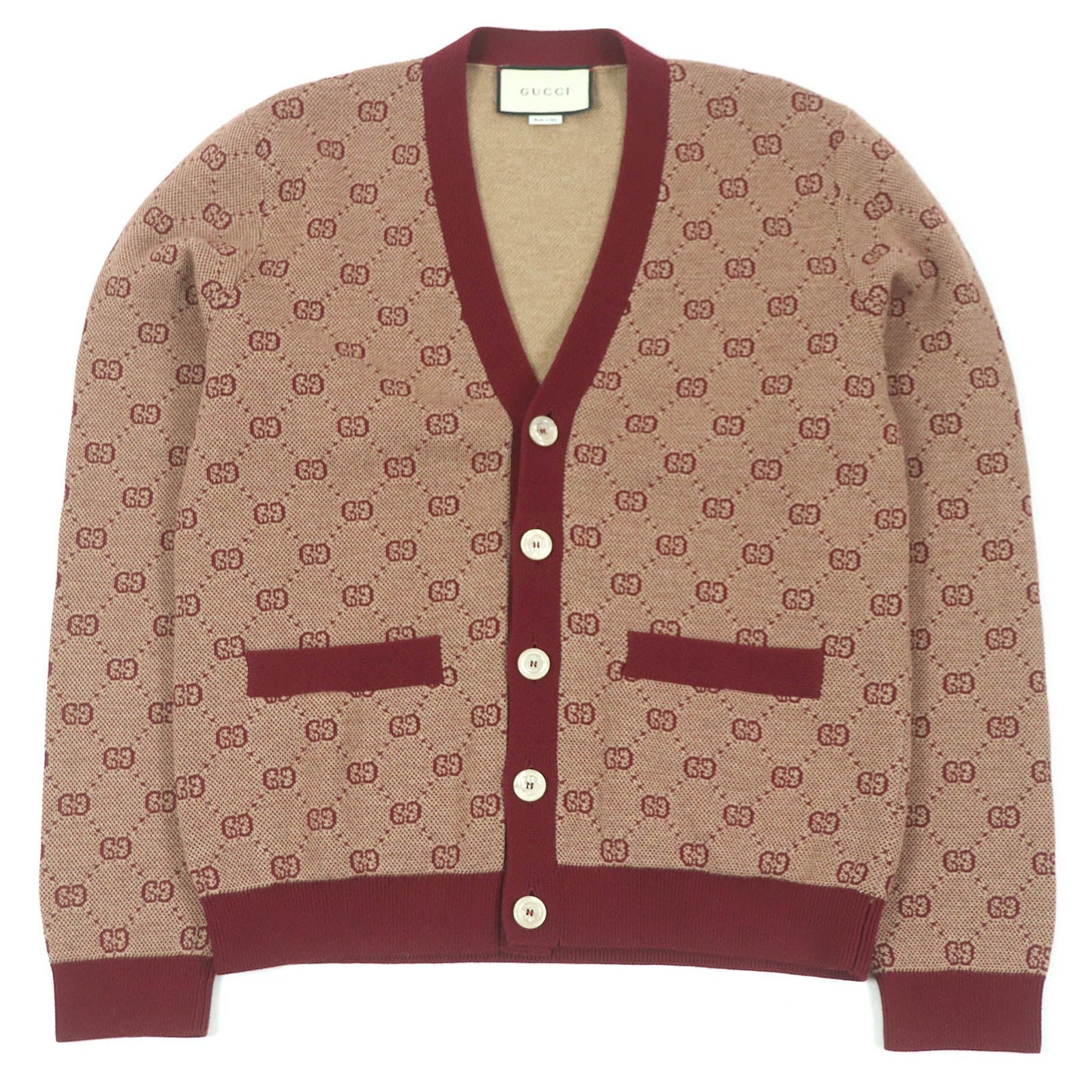 GUCCI sweater 572631 Main: 78% wool, Main: 22% cotton, Part: 94% cotton, Part: 5% nylon, Part: 1% polyurethane Bordeaux mens S